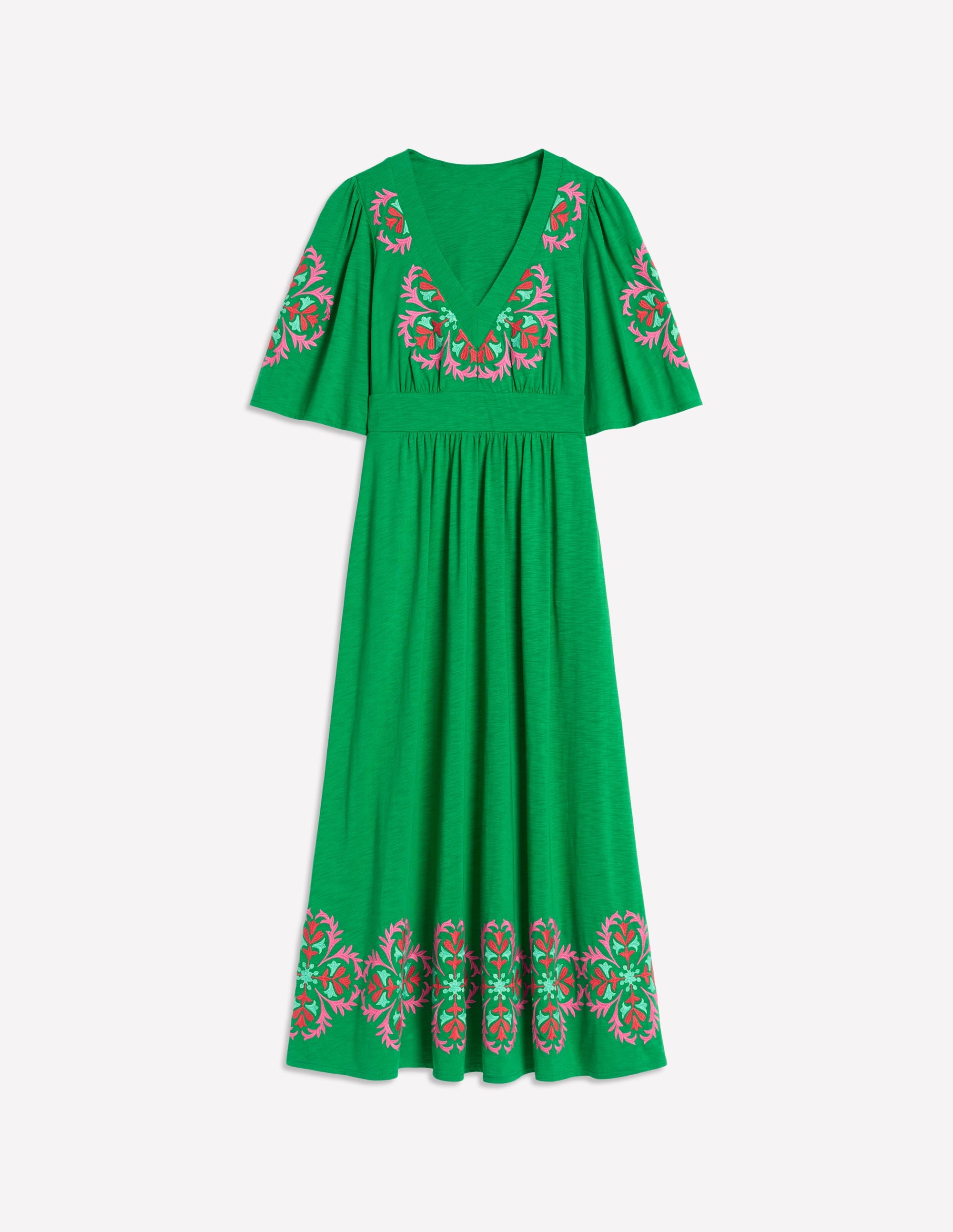 Robe kimono Maya brodée-Émeraude profond, broderie - Image 5