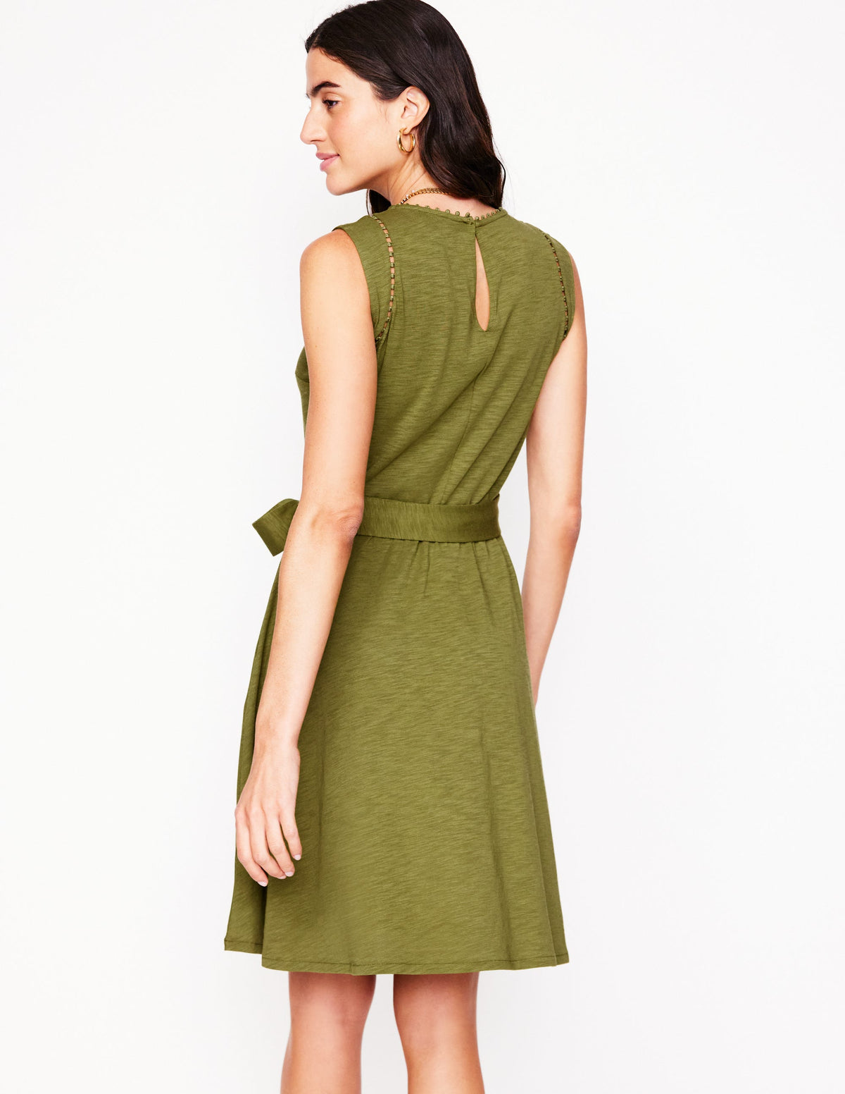 Mila Kurzes Jerseykleid mit Besatz-Dunkles Olivgrün - Image 3