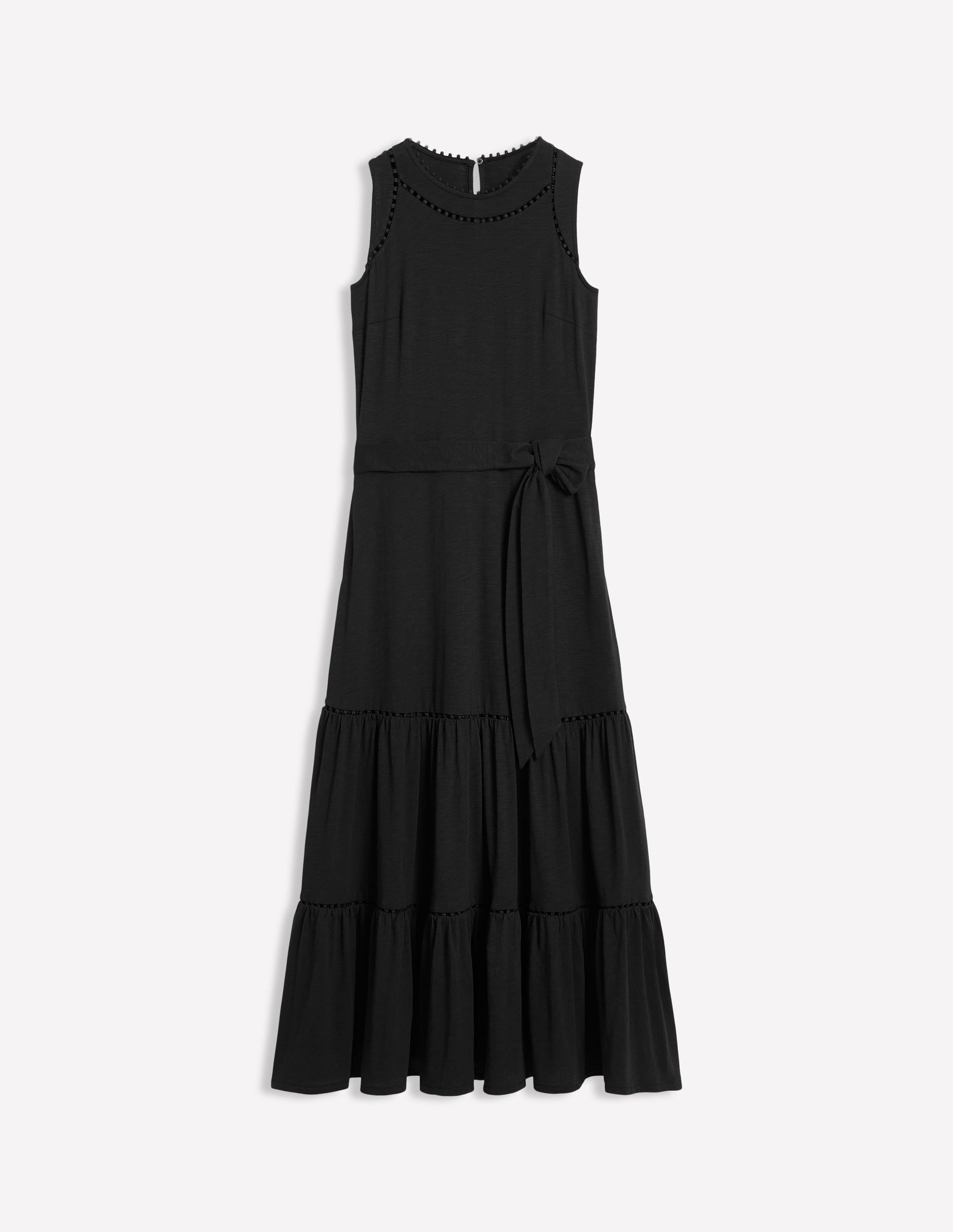 Mila Gestuftes Jerseykleid mit Besatz-Schwarz - Image 5