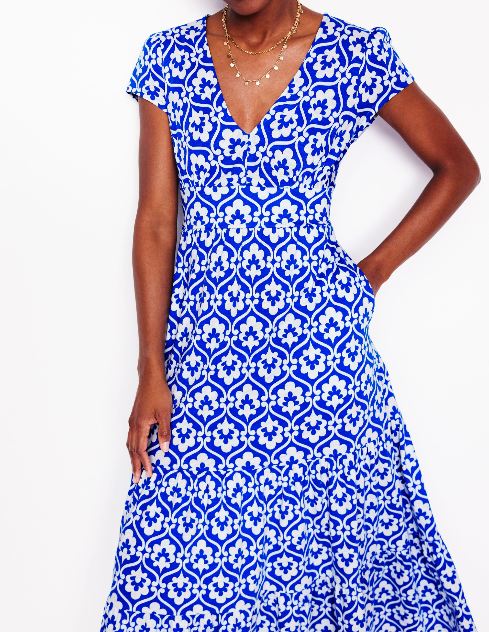 Robe Eloise volantée en jersey-Bleu galerie, motif Ivy Trellis - Image 3