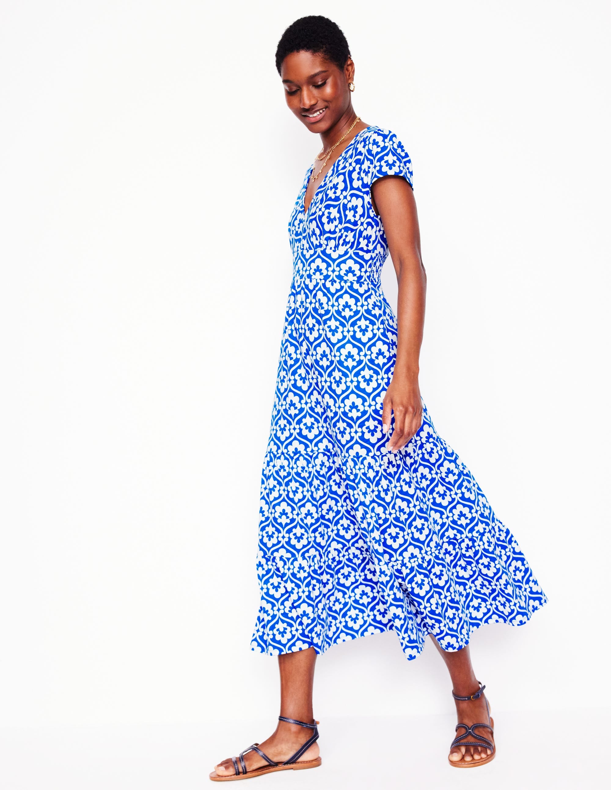 Robe Eloise volantée en jersey-Bleu galerie, motif Ivy Trellis - Image 2