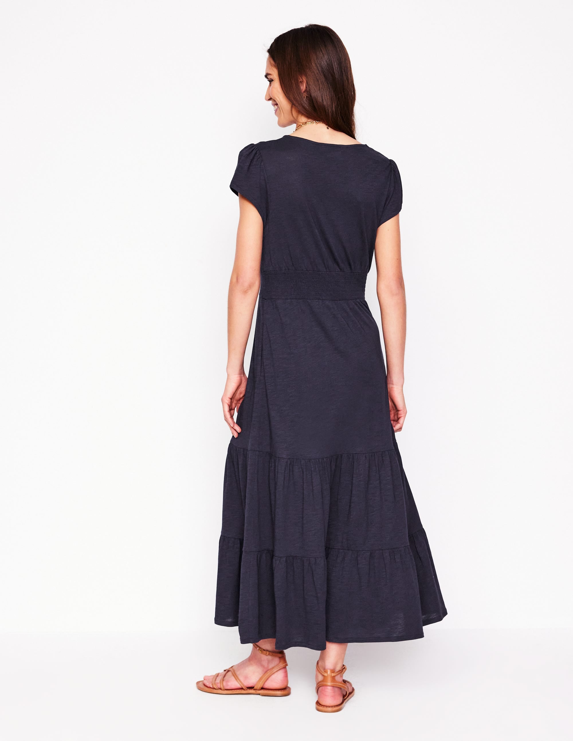 Eloise Gestuftes Jerseykleid-Marineblau - Image 3