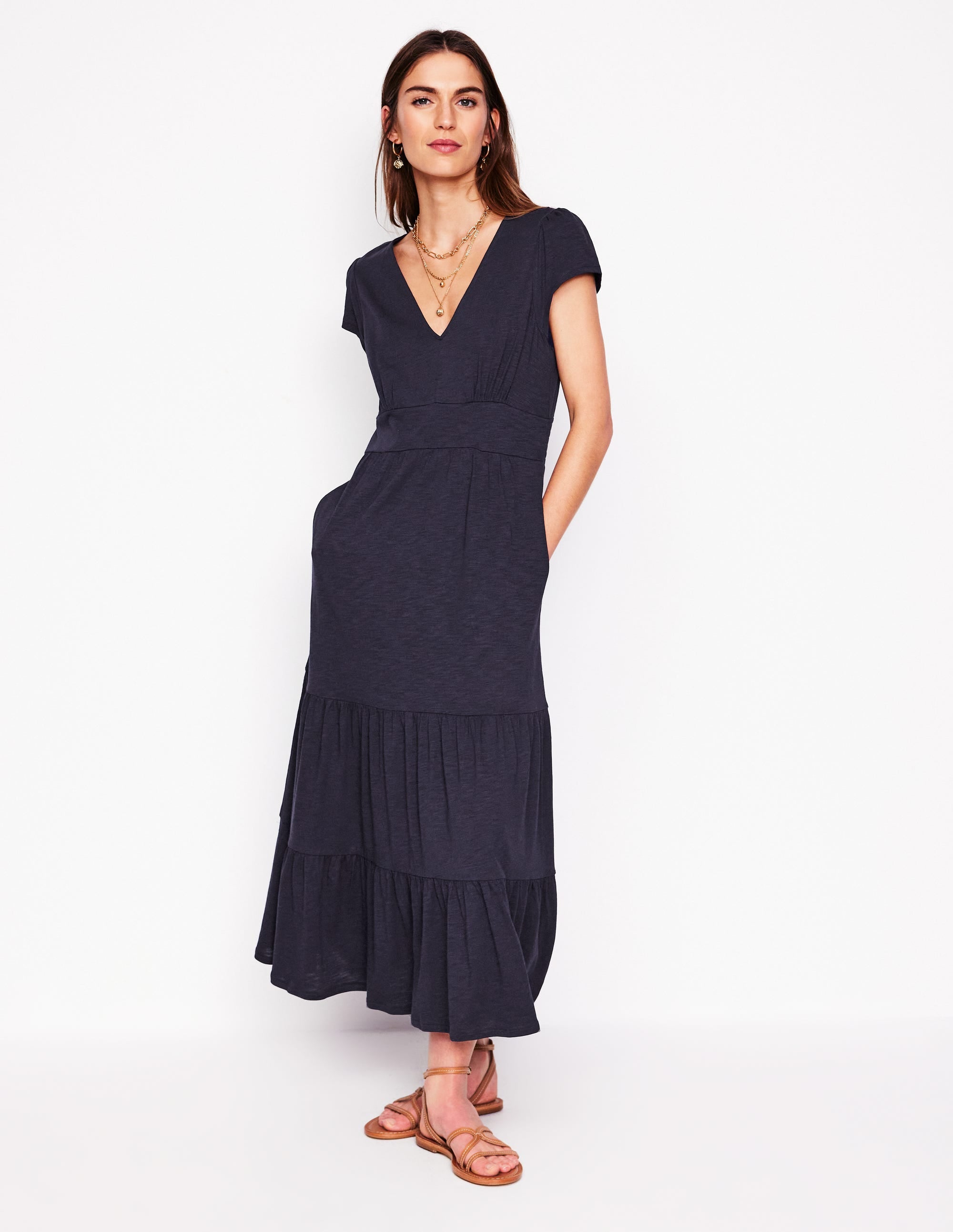 Eloise Gestuftes Jerseykleid-Marineblau - Image 4