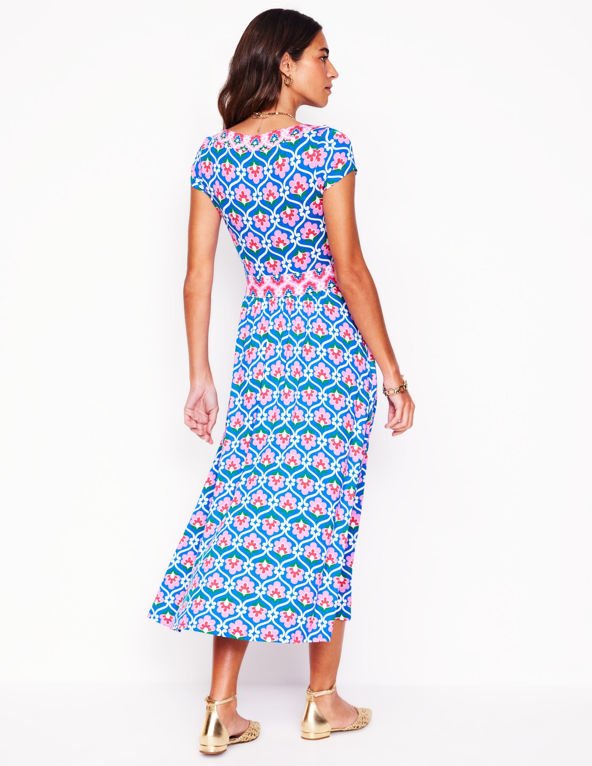 Robe midi Melanie en jersey-Bleu galerie, motif Ivy Trellis - Image 3