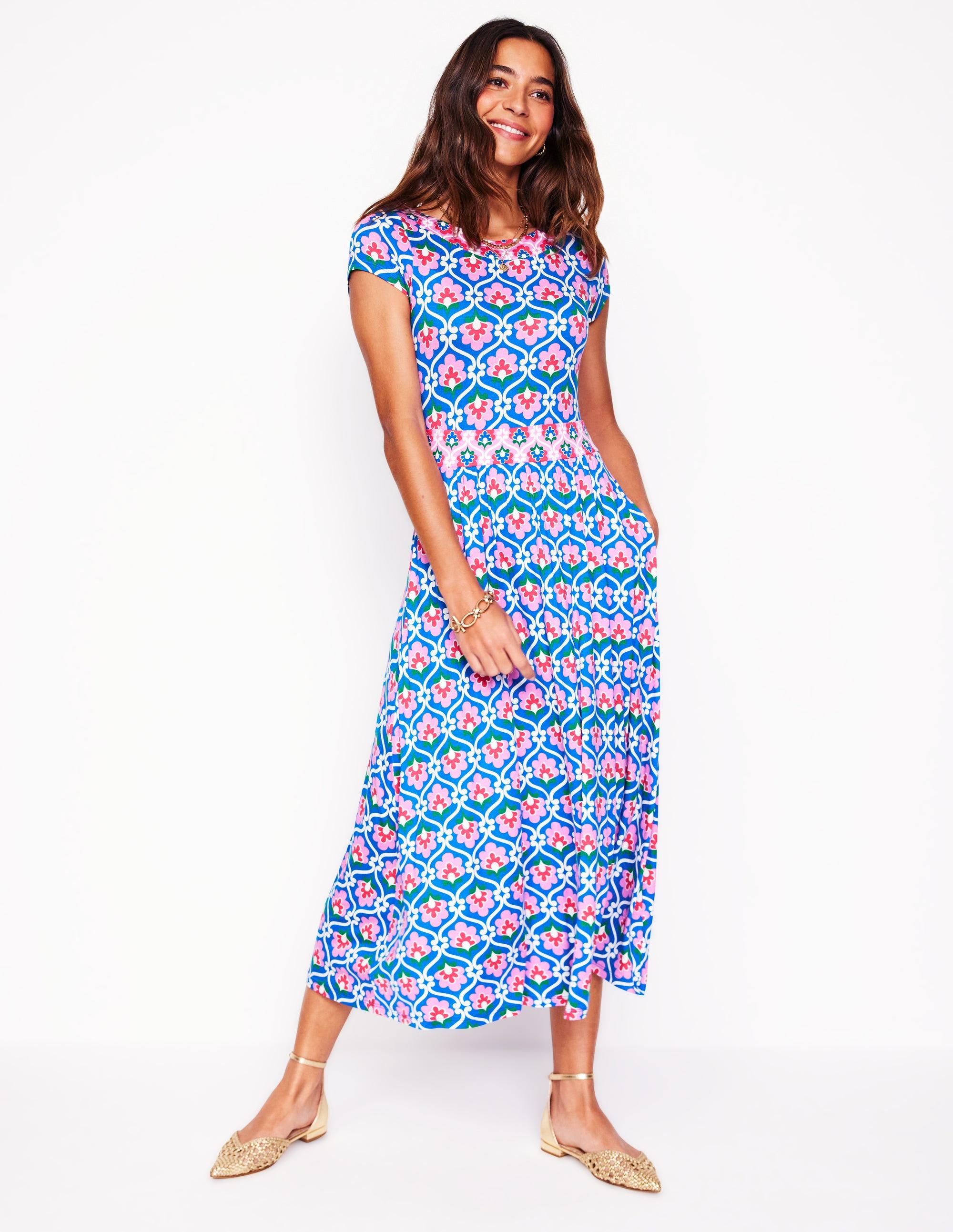 Robe midi Melanie en jersey-Bleu galerie, motif Ivy Trellis - Image 4
