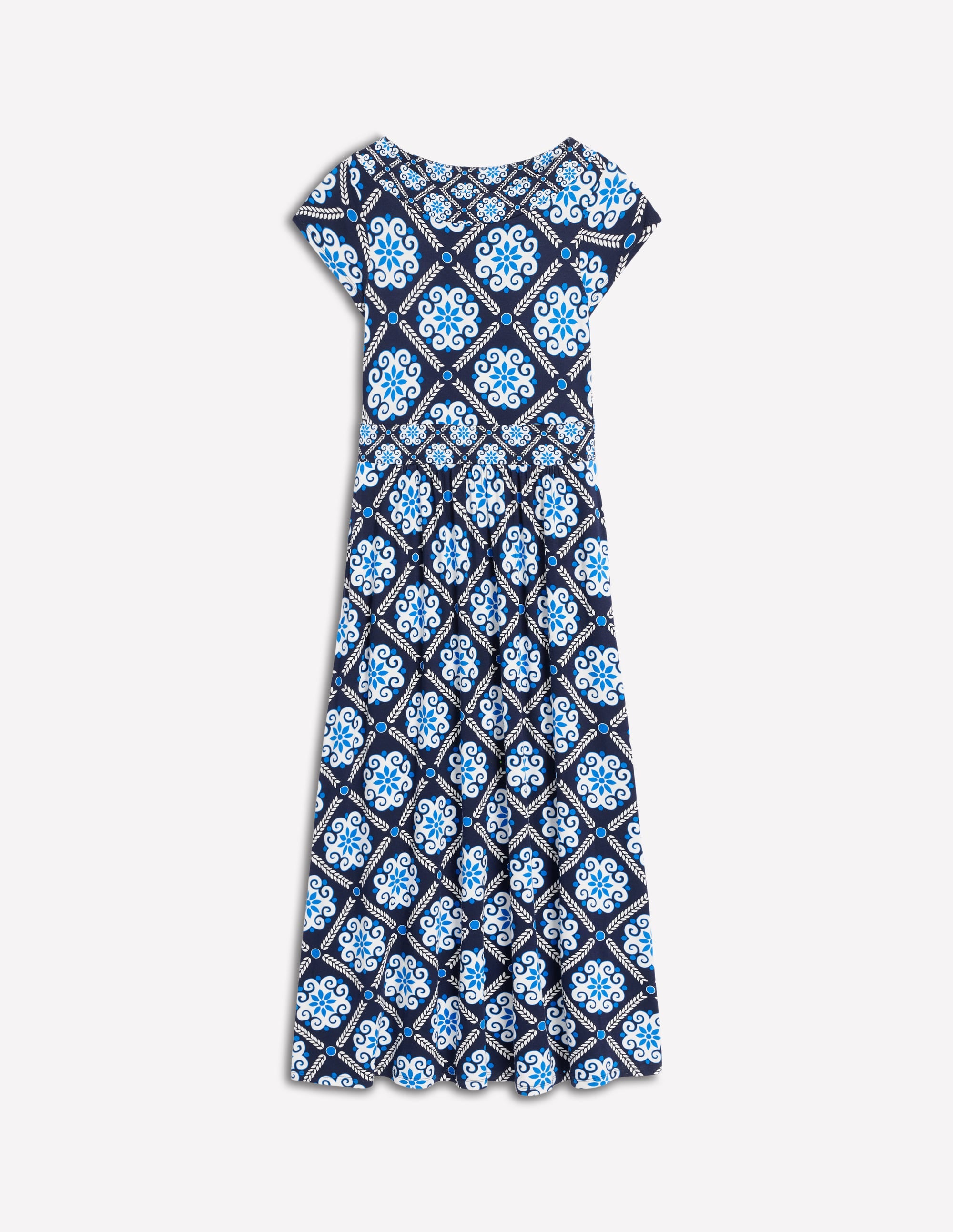Robe midi Melanie en jersey-Bleu marine foncé, motif Baroque Tile - Image 5