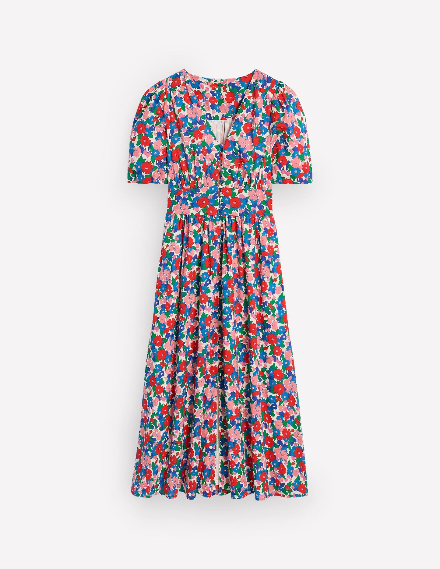 Robe midi Lillian en coton-Multi, motif Painterly Meadow