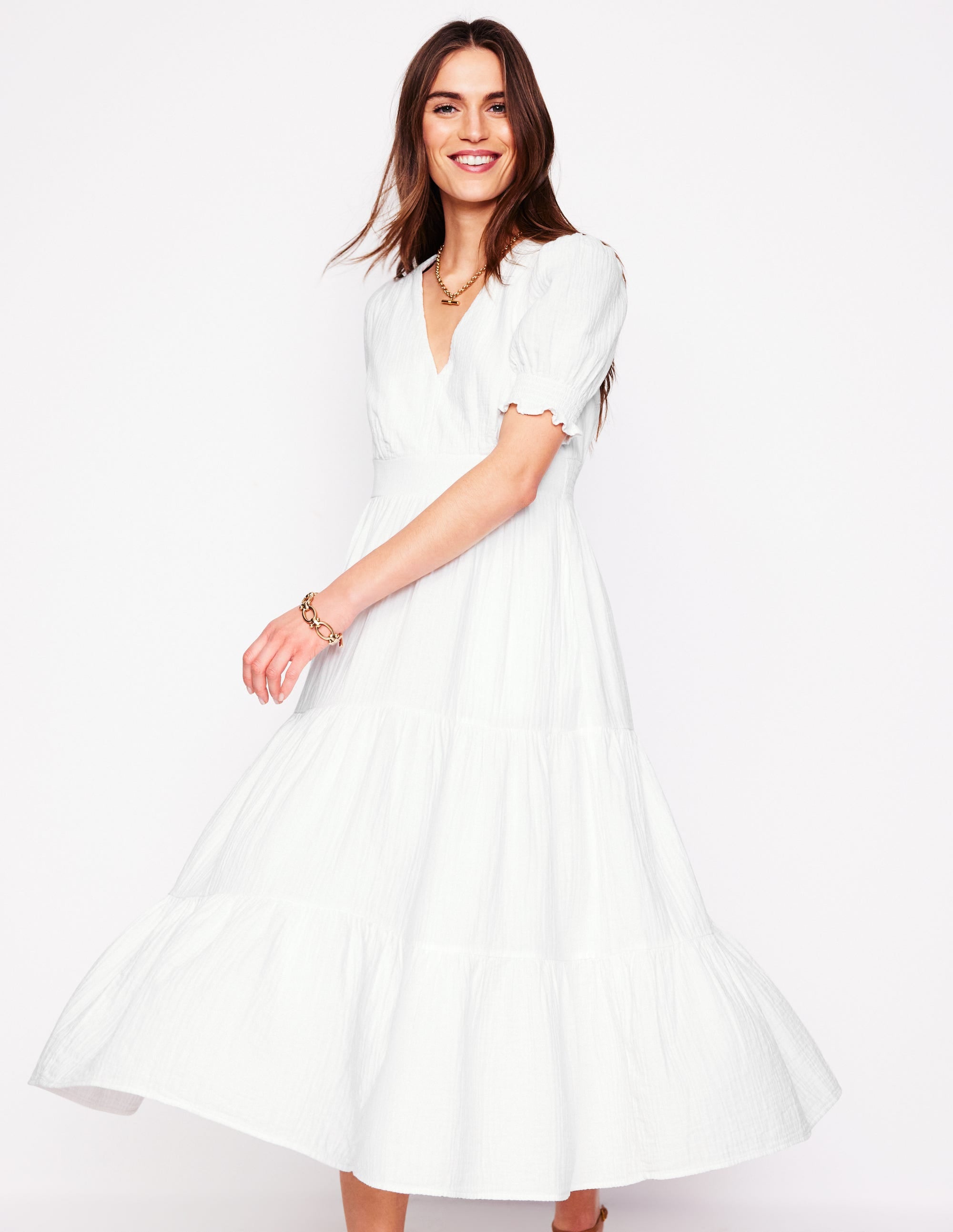 Anna Doppeltuch-Midikleid-Weiß - Image 1
