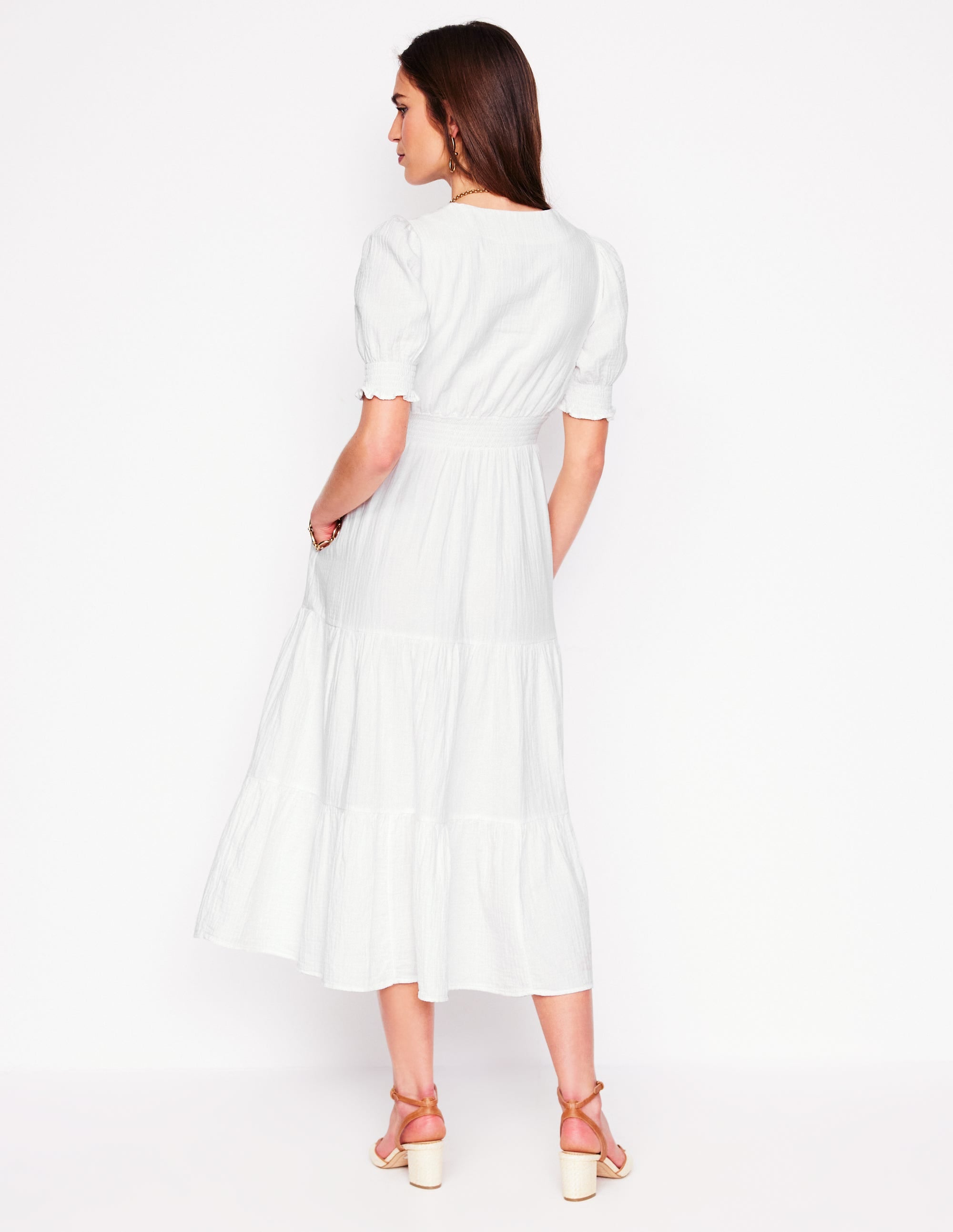 Anna Doppeltuch-Midikleid-Weiß - Image 3