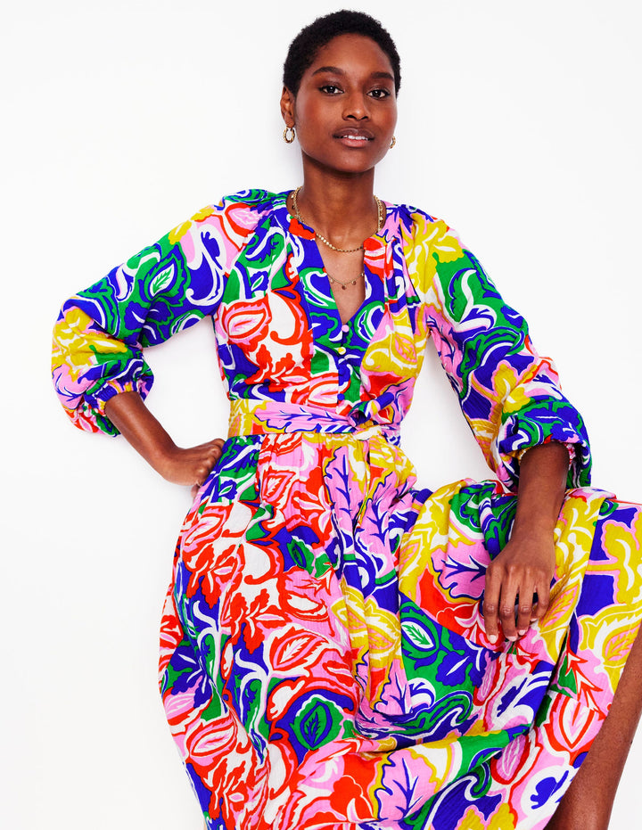 Robe Faye double-étoffe-Multi, motif Foliage Twirl