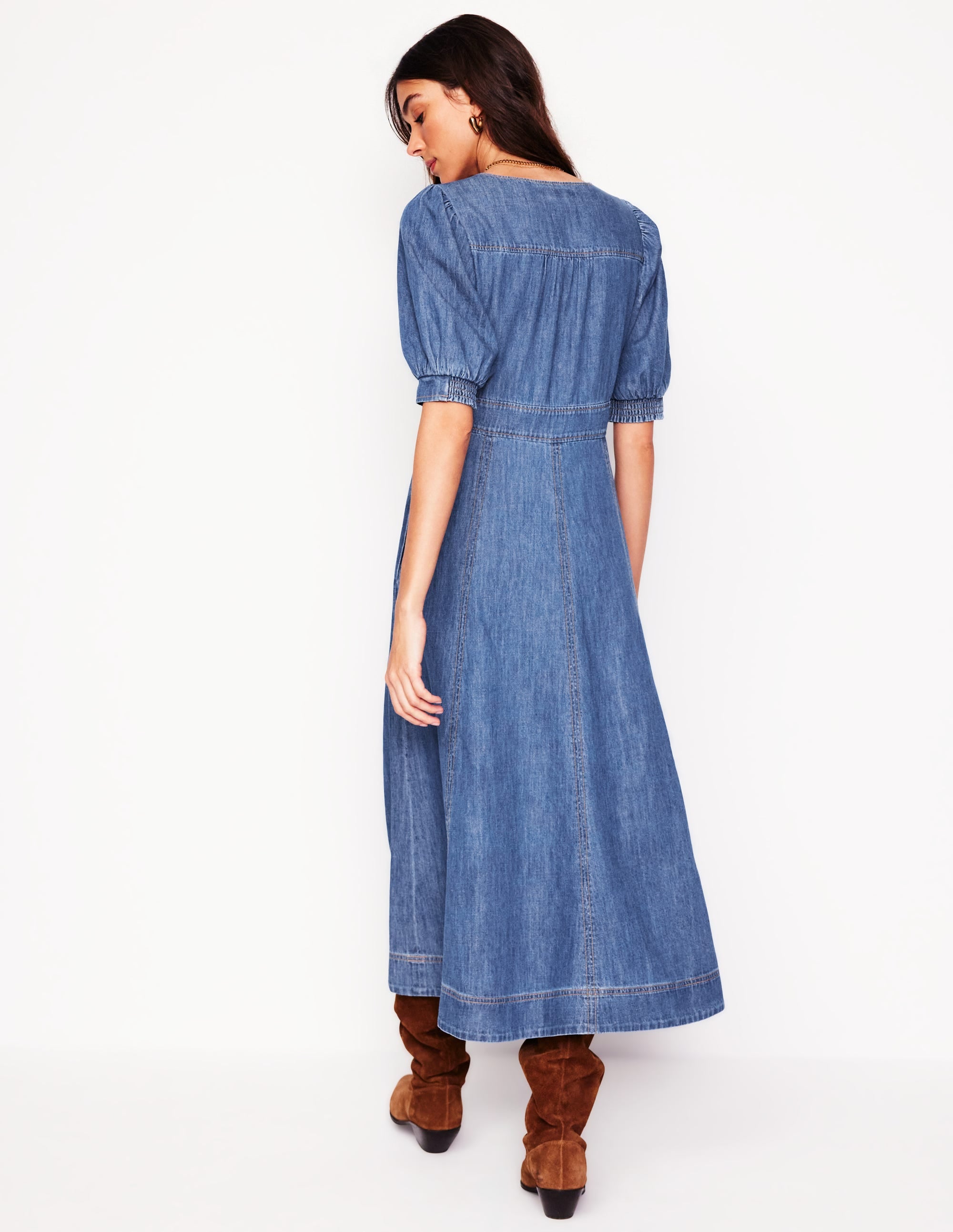 Teekleid aus Denim mit Einsätzen-Beatnik Red - Image 3