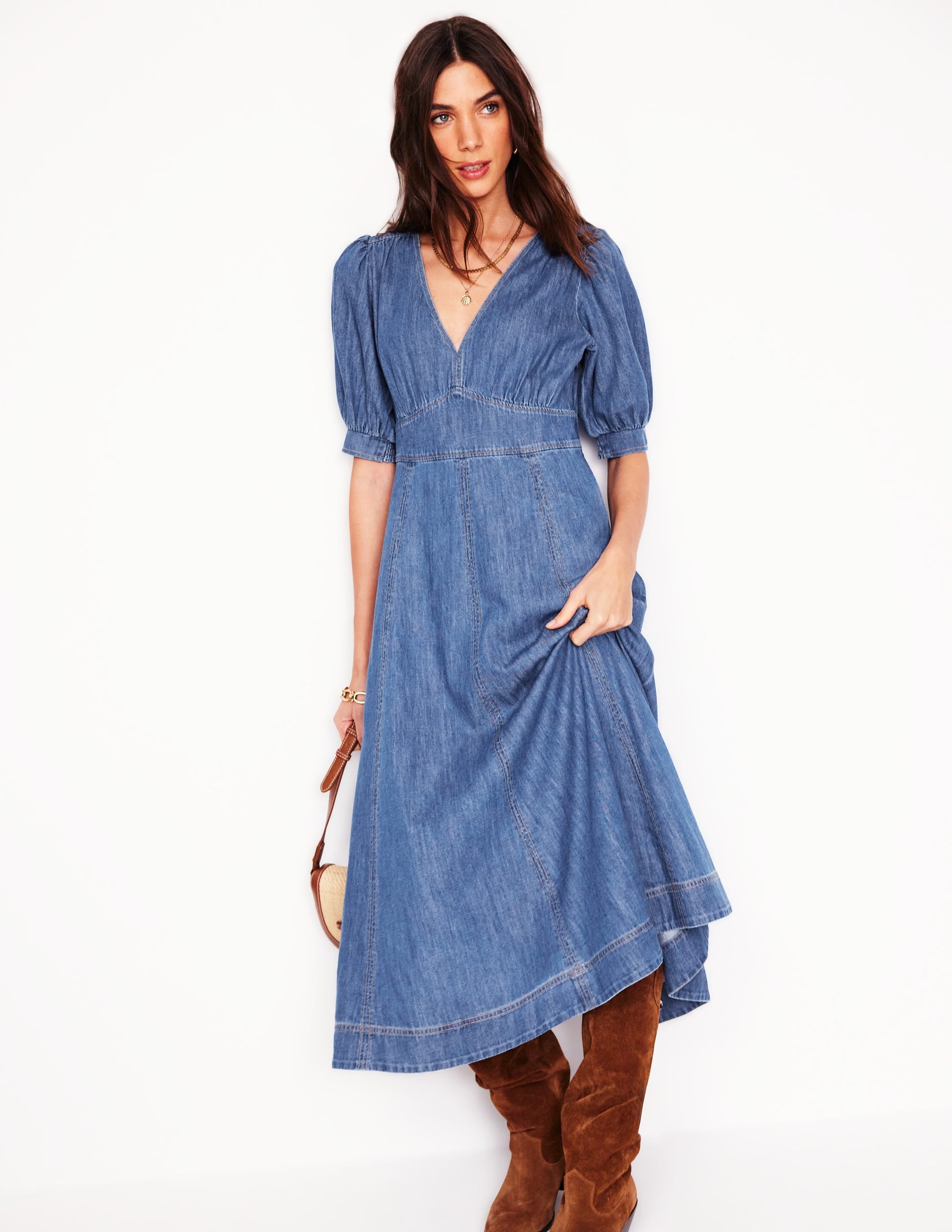 Teekleid aus Denim mit Einsätzen-Beatnik Red - Image 4
