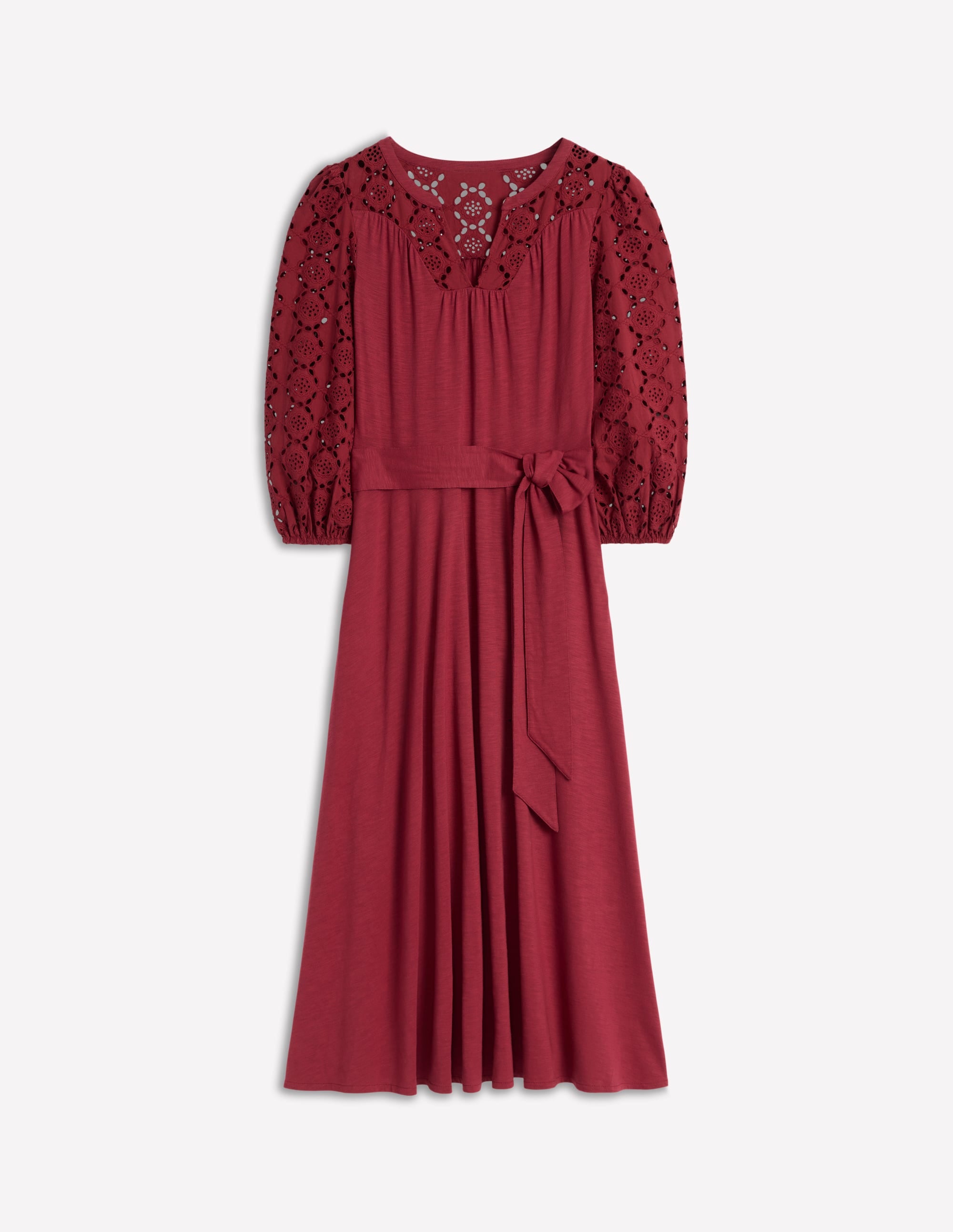 Eden Jerseykleid mit Lochstickerei-Granatrot - Image 6