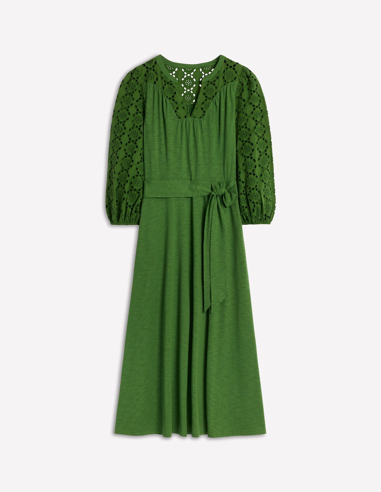 Robe Eden à broderie anglaise en jersey-Vert promenade