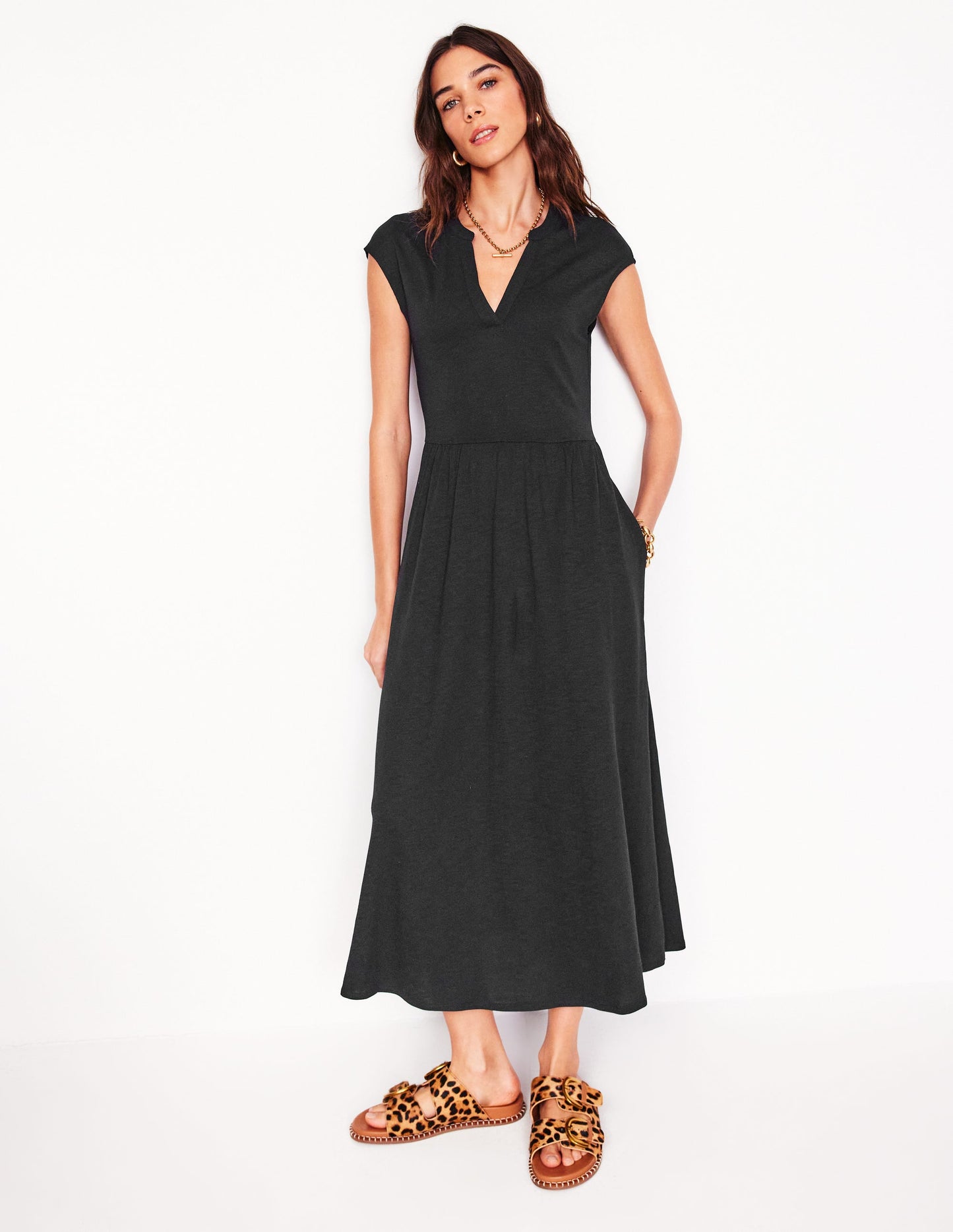 Chloe Jersey Midi Dress-Black