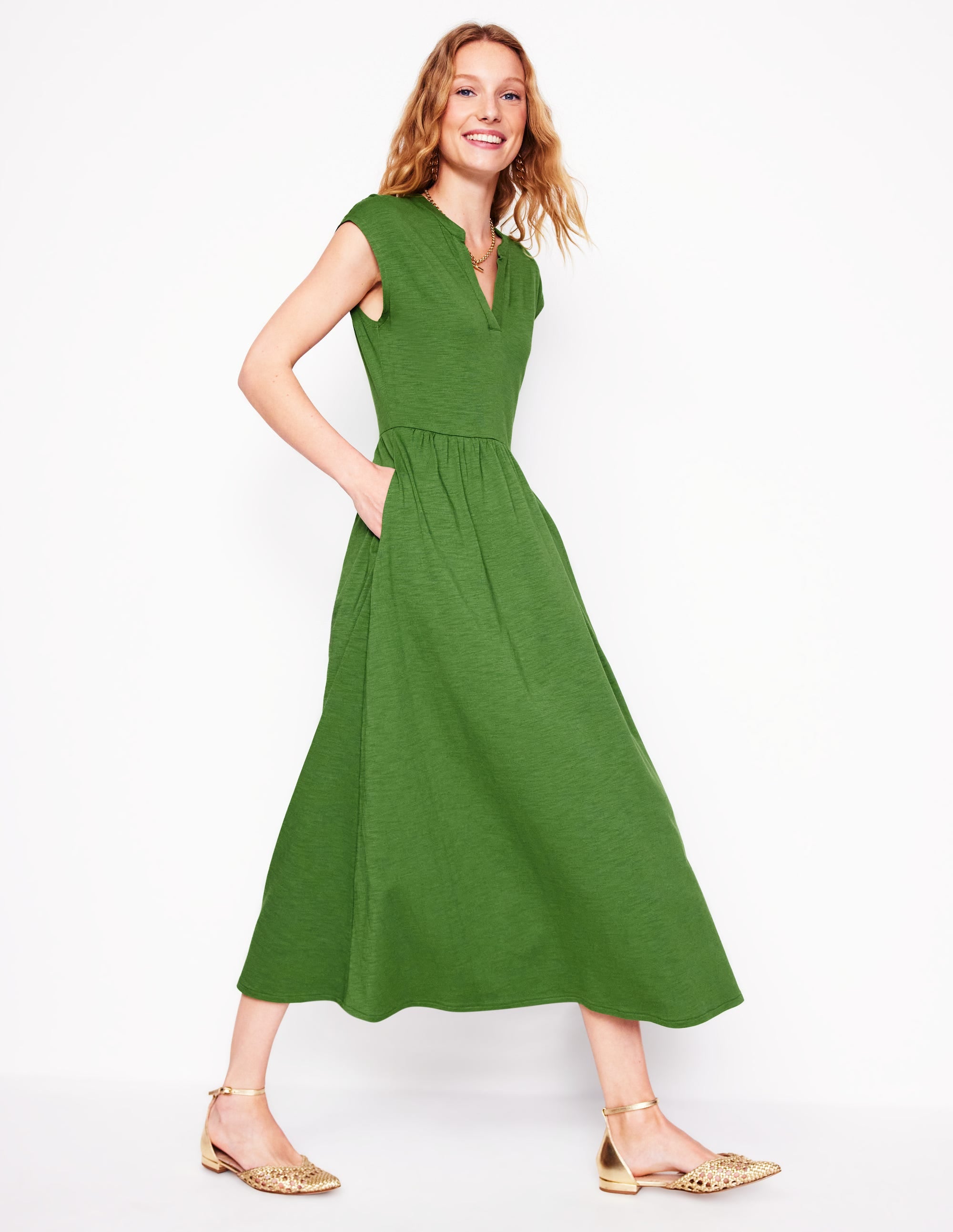 Chloe Jersey-Midikleid-Promenadengrün - Image 6