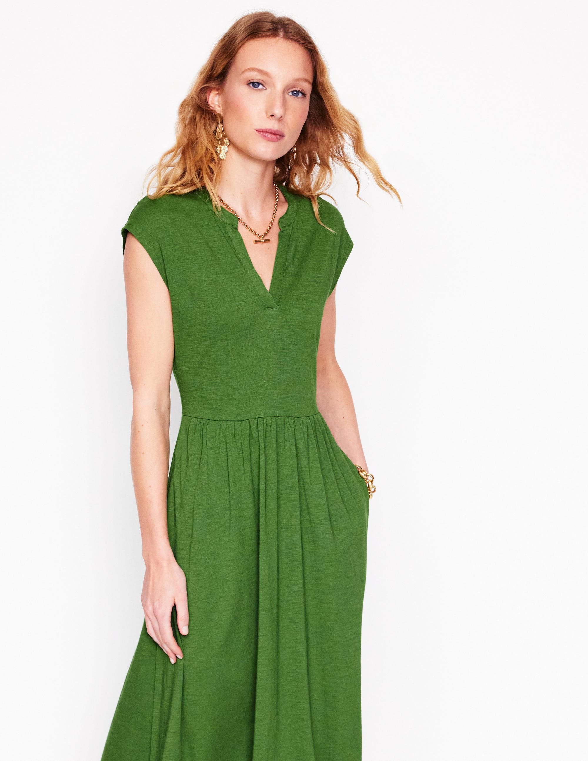 Chloe Jersey-Midikleid-Promenadengrün - Image 1