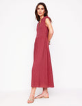 Robe midi Chloe en jersey-Rouge terre cuite