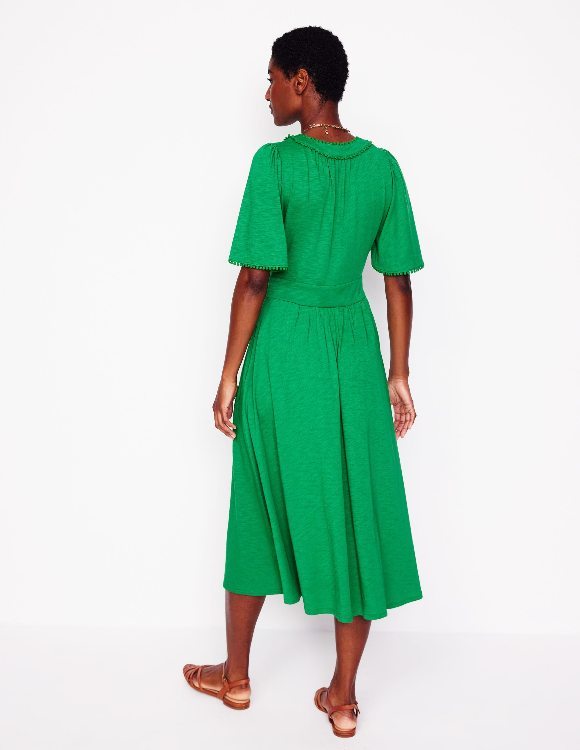 Robe Maddie en jersey à détails brodés-Vert paradis - Image 3