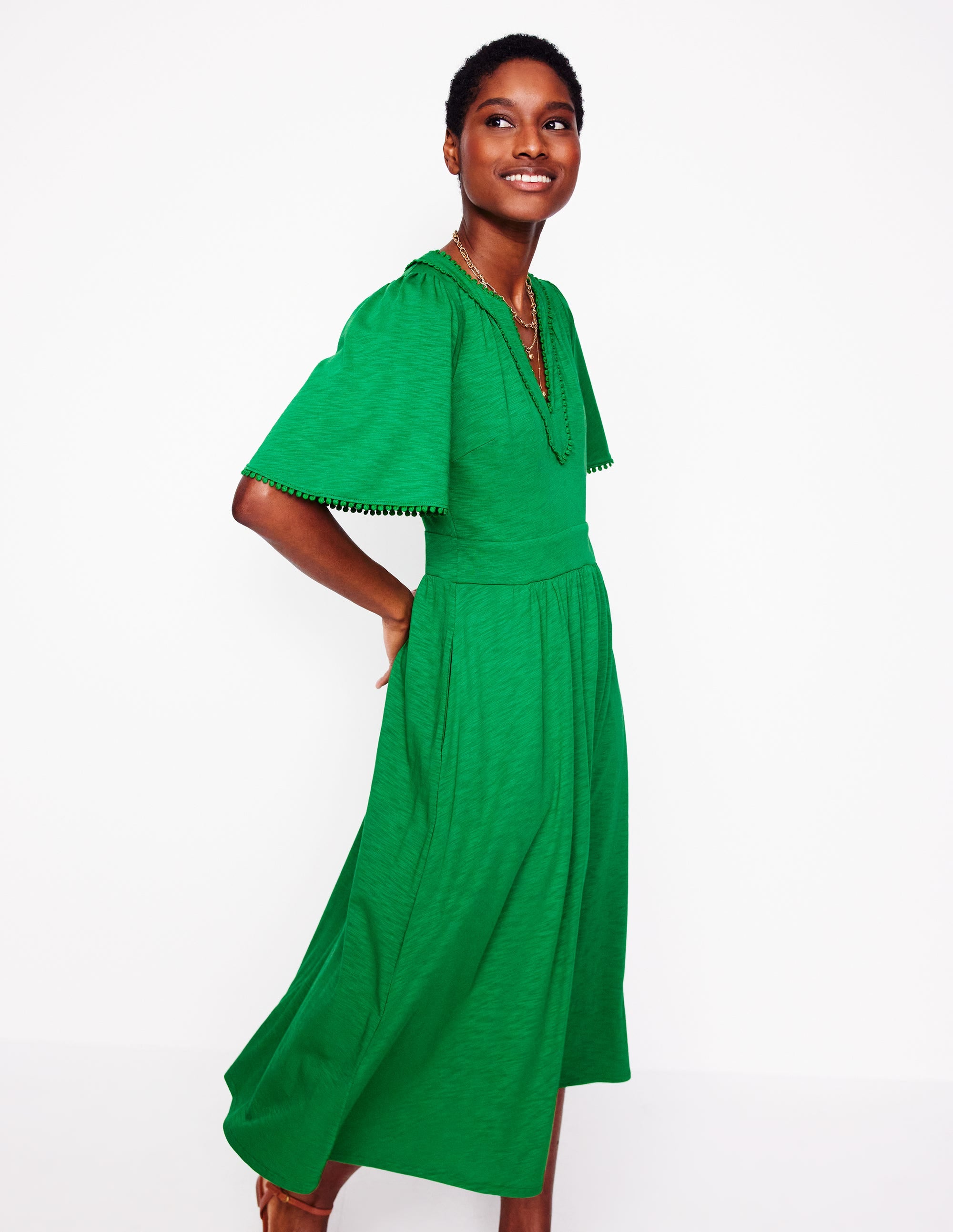 Robe Maddie en jersey à détails brodés-Vert paradis - Image 4
