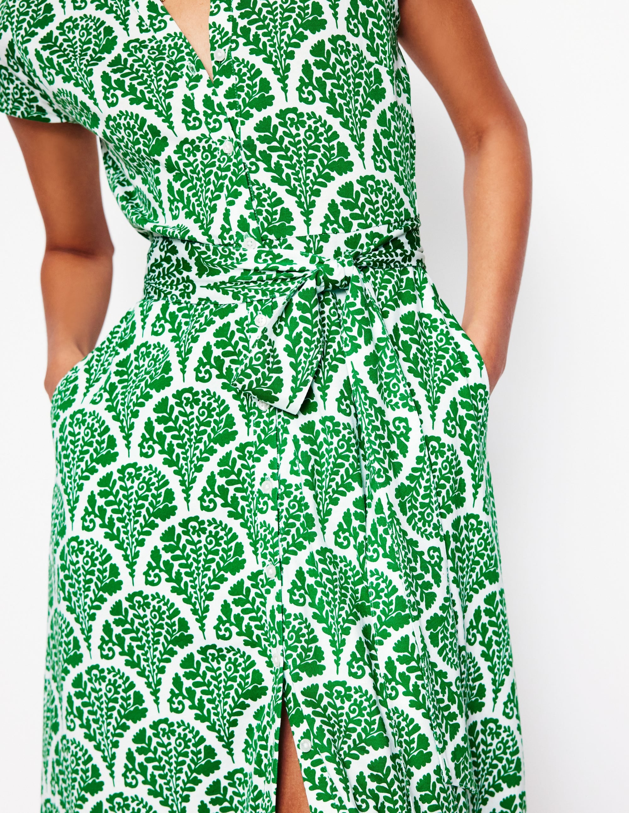 Sara Jersey-Hemdblusenkleid-Smaragdgrün, Blühend - Image 2