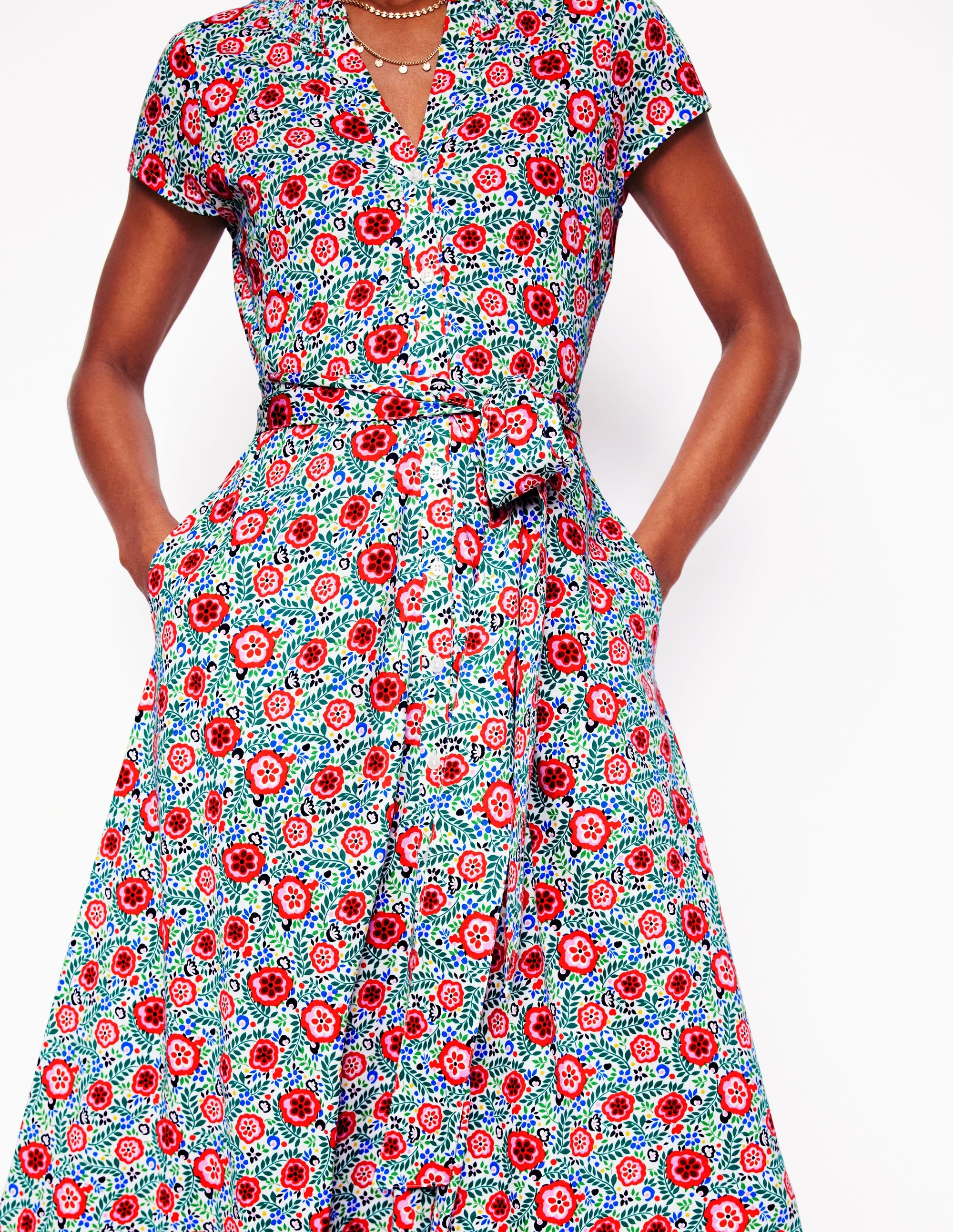 Robe-chemise Sara en jersey-Multi, motif Foliage Scatter - Image 3
