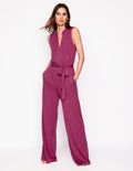 Combinaison Naomi crantée en jersey-Violet prune
