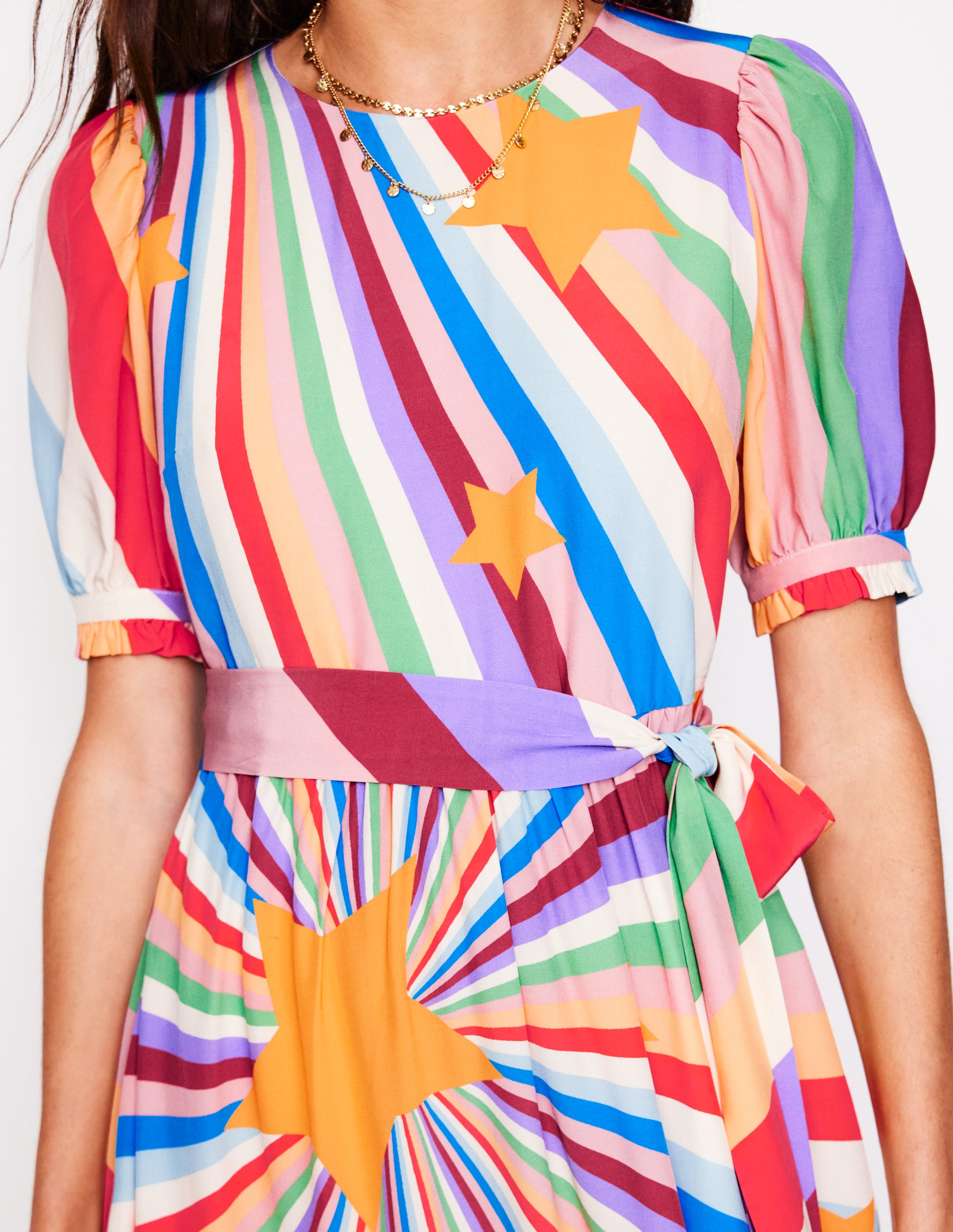 Robe col rond à manches blousantes-Multi, motif Supernova - Image 3