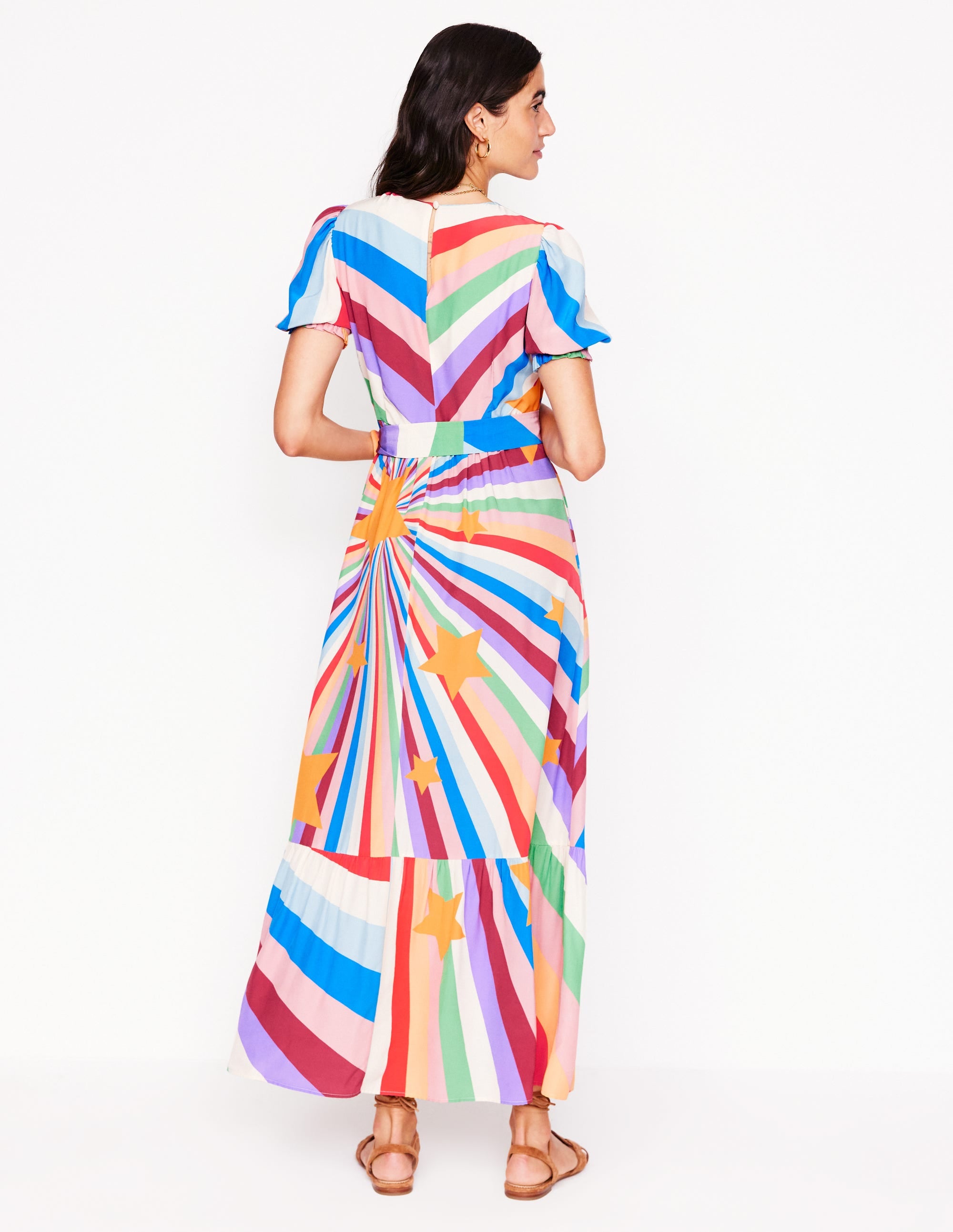 Robe col rond à manches blousantes-Multi, motif Supernova - Image 4