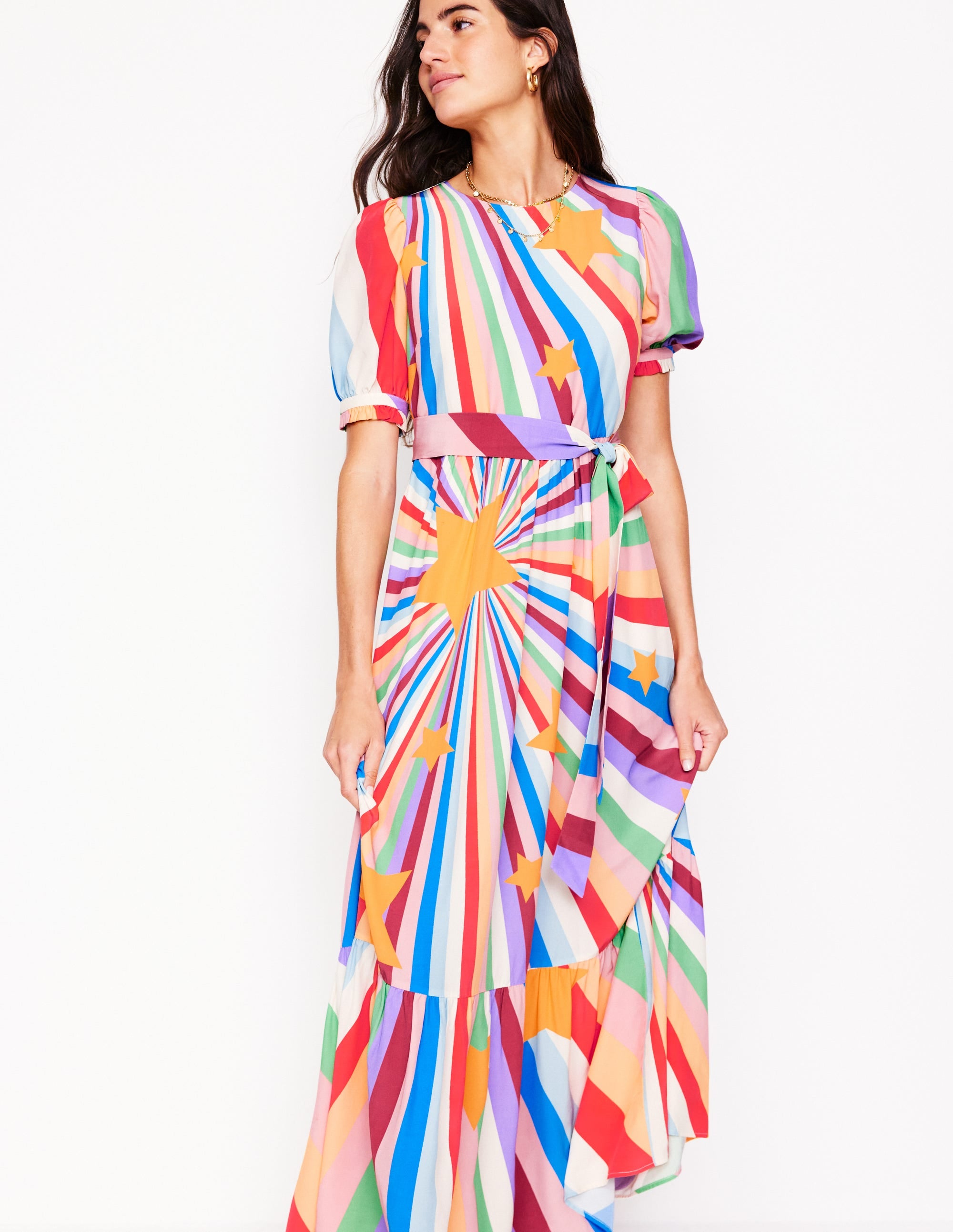 Robe col rond à manches blousantes-Multi, motif Supernova - Image 5