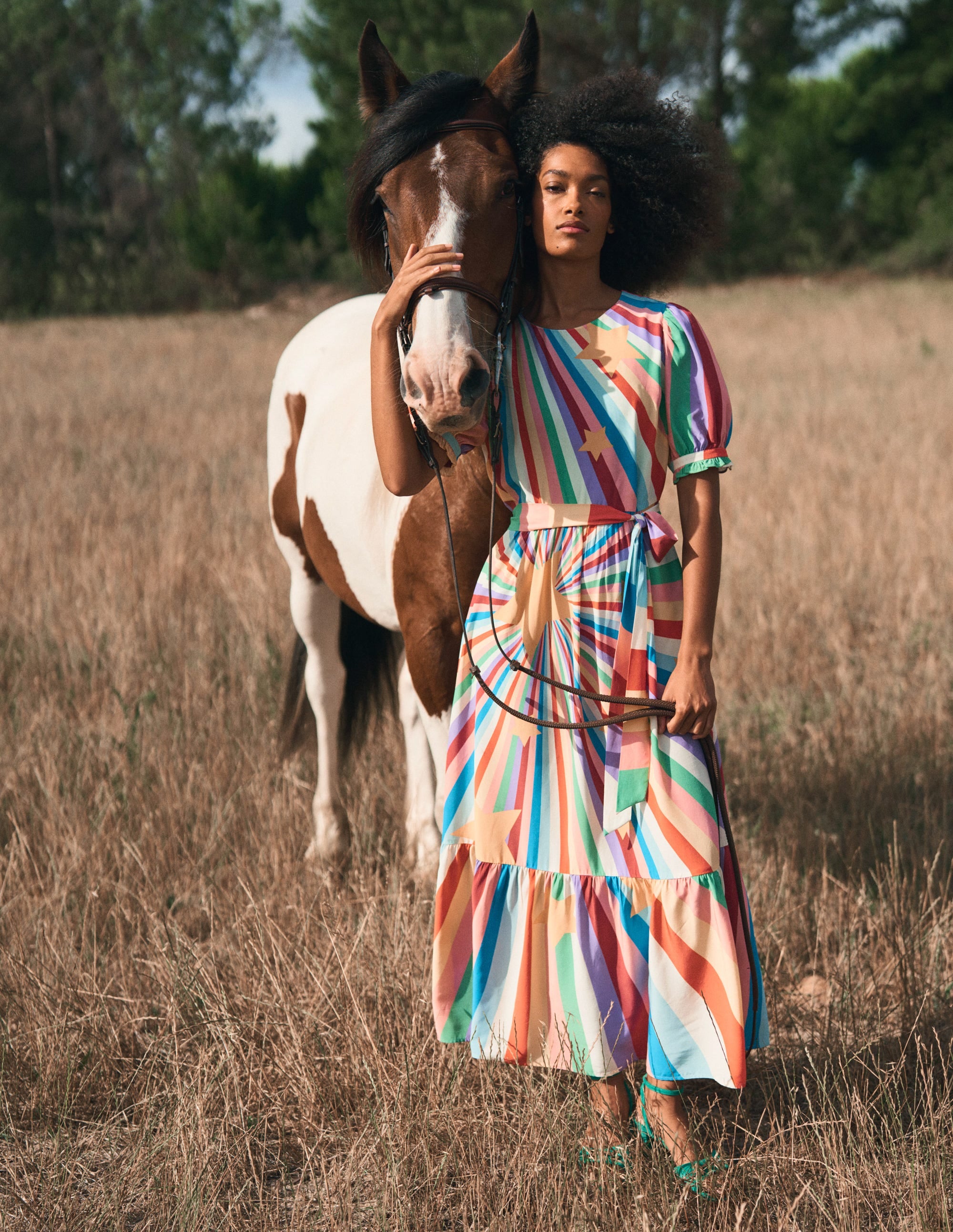 Robe col rond à manches blousantes-Multi, motif Supernova - Image 2