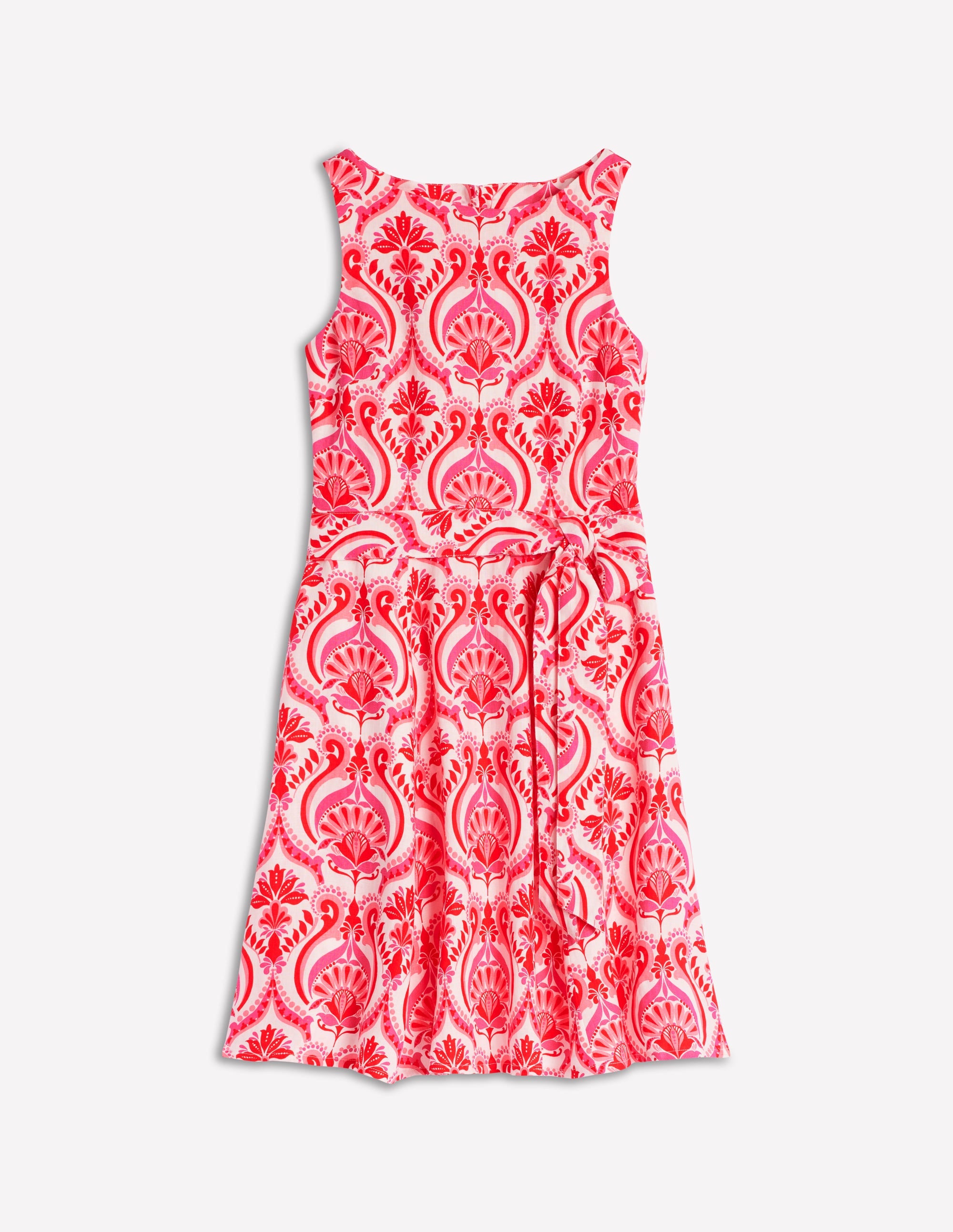 Robe en lin Anya sans manches-Rouge coquelicot, motif Ornamental Floral - Image 5