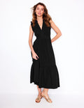Robe midi Wren double-étoffe-Noir