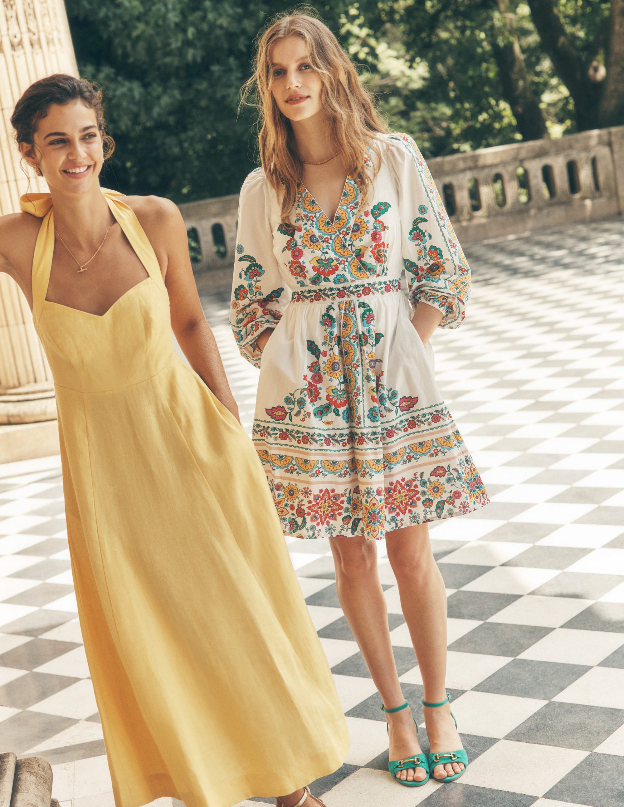 Robe courte Mya en coton-Ivoire, motif Botanical Spring - Image 2