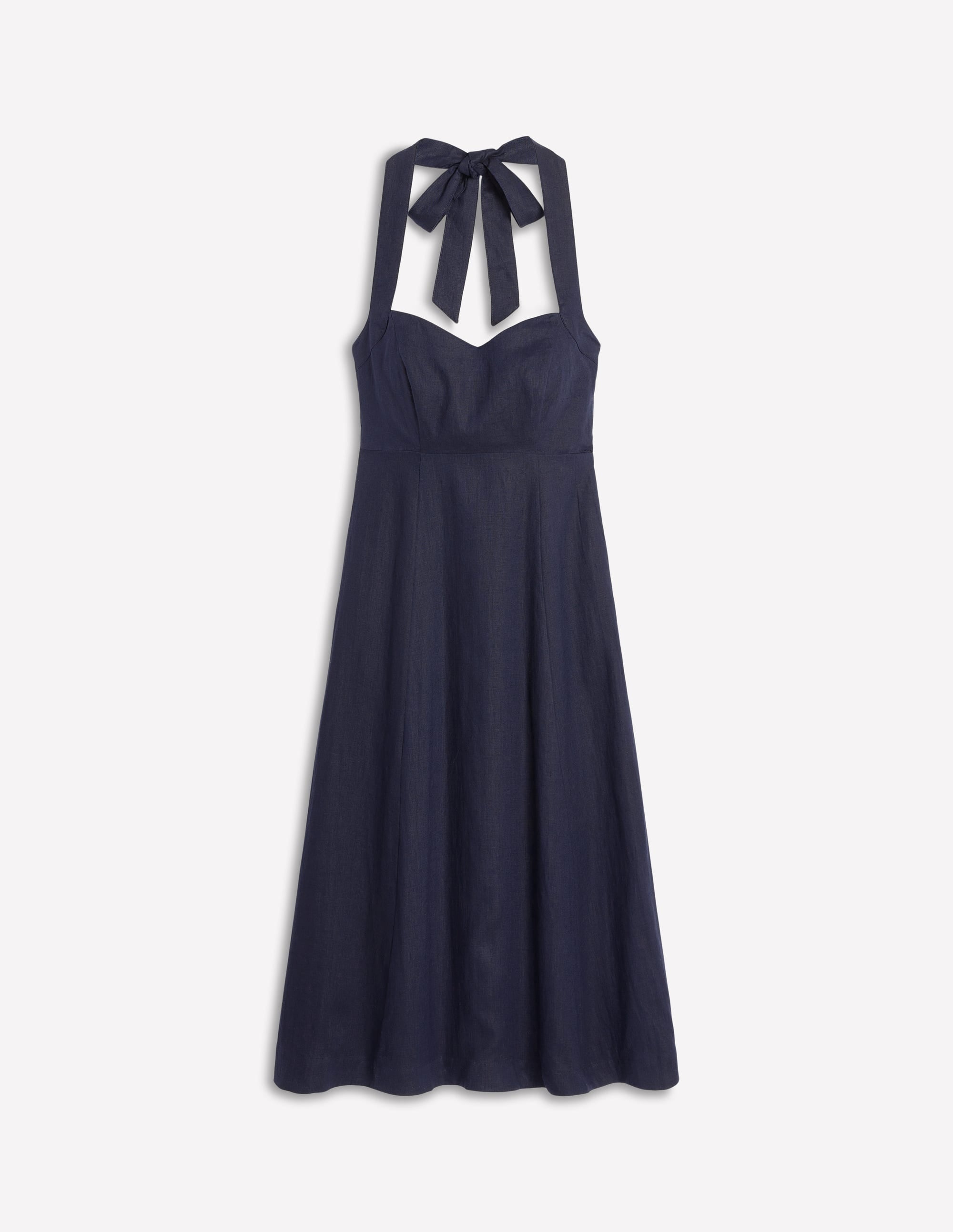 Neckholder-Kleid aus Leinen-Marineblaue - Image 5