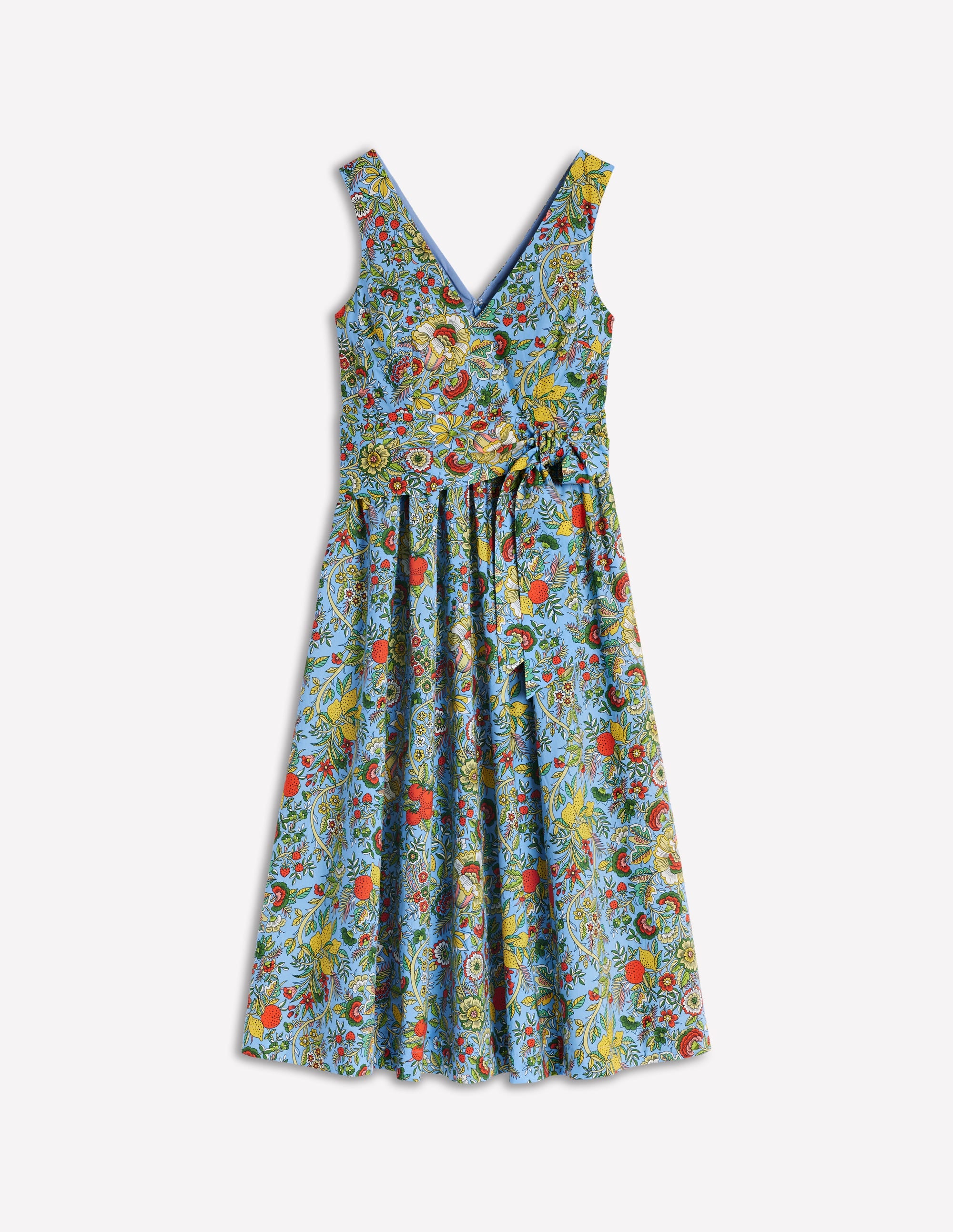 Ausgestelltes Kleid mit V-Ausschnitt und Gürtel-Bunt, Zitrusrebe - Image 5