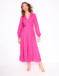 Blousonkleid mit Faltendetail-Cosmos-Rosa
