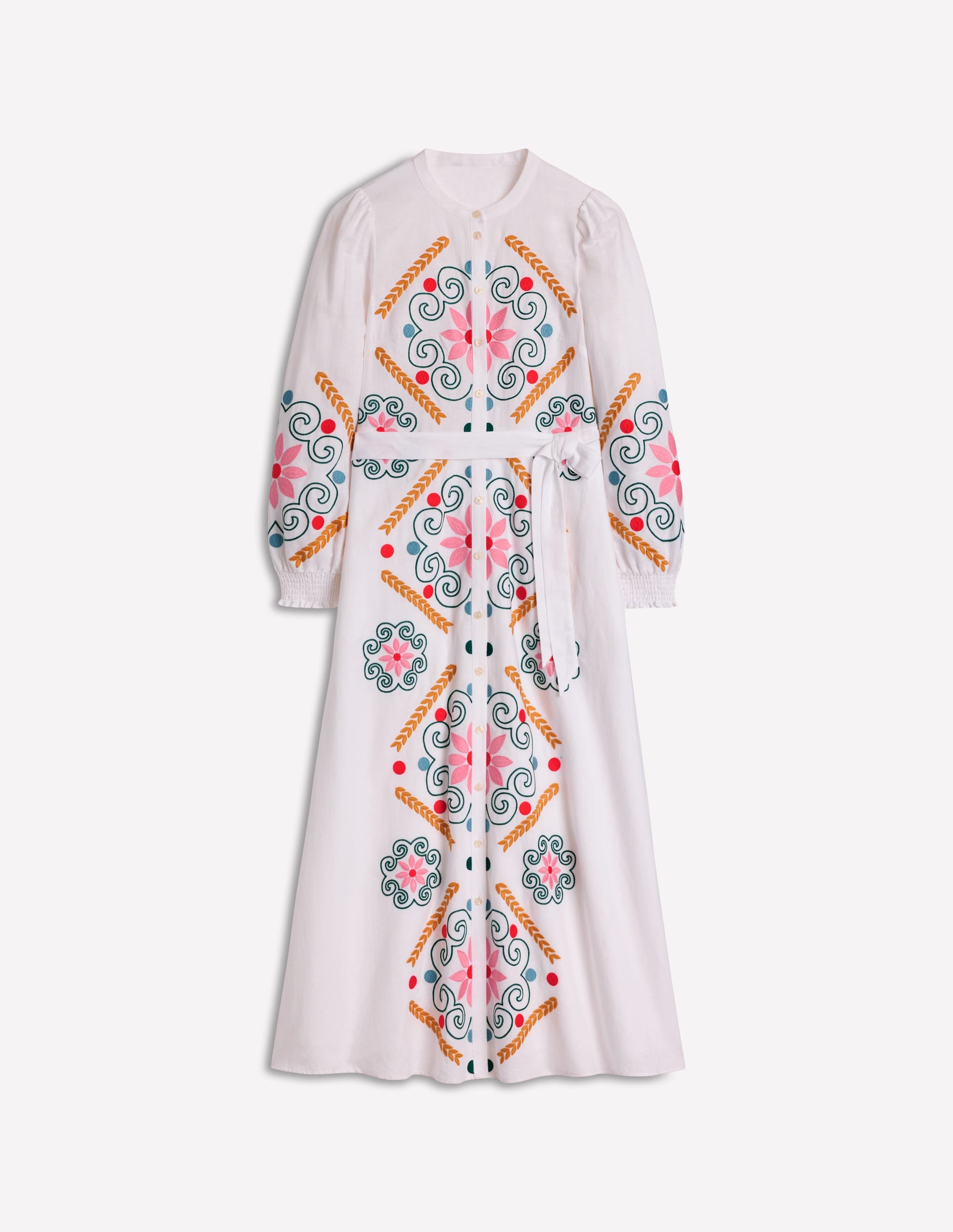 Robe-chemise Ruby en lin mélangé-Broderie blanche - Image 7