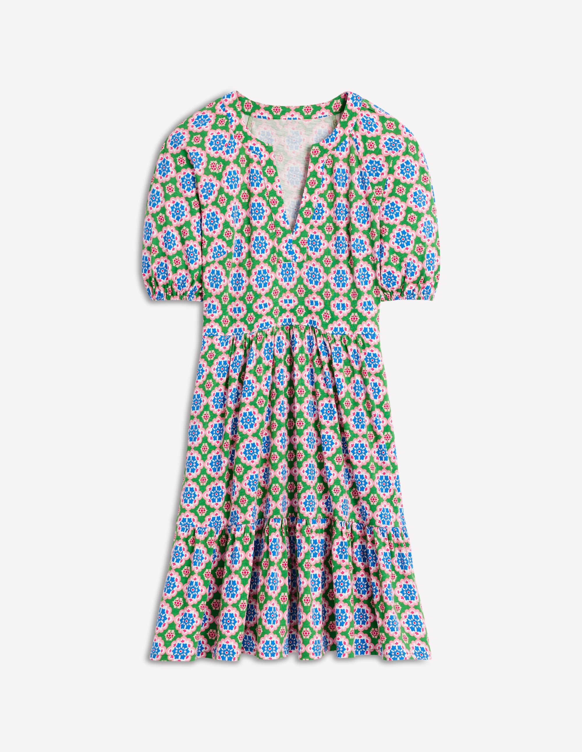 Robe courte Piper en jersey-Vert iguane, motif Bloom Geo - Image 5