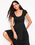 Samantha Jerseykleid mit tiefem Rundhalsausschnitt-Schwarz