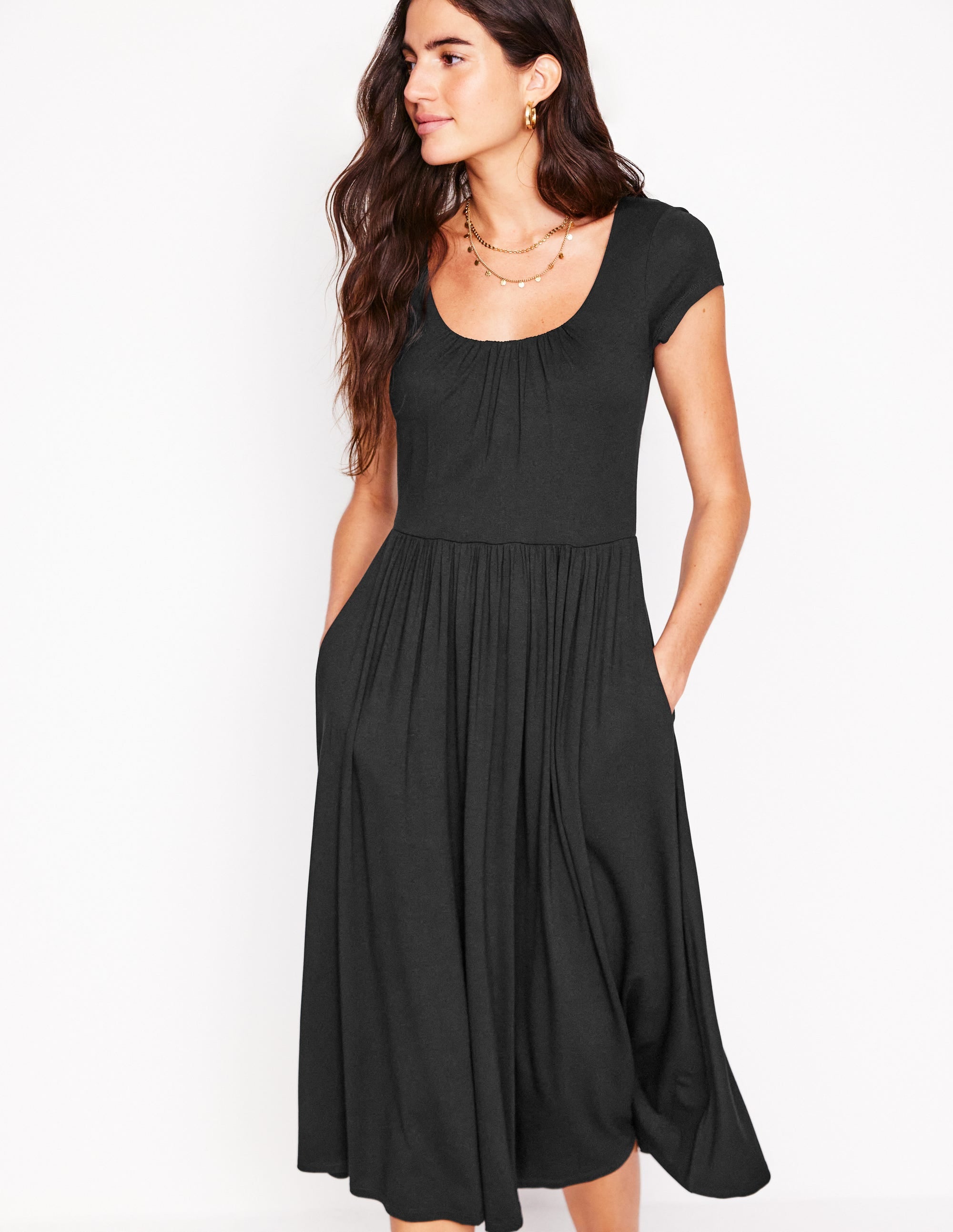 Samantha Jerseykleid mit tiefem Rundhalsausschnitt-Schwarz - Image 4