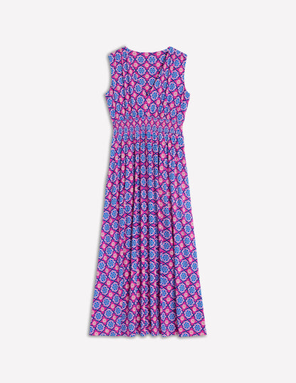 Robe longue Paloma en jersey-Rose cosmos, motif Bloom Geo