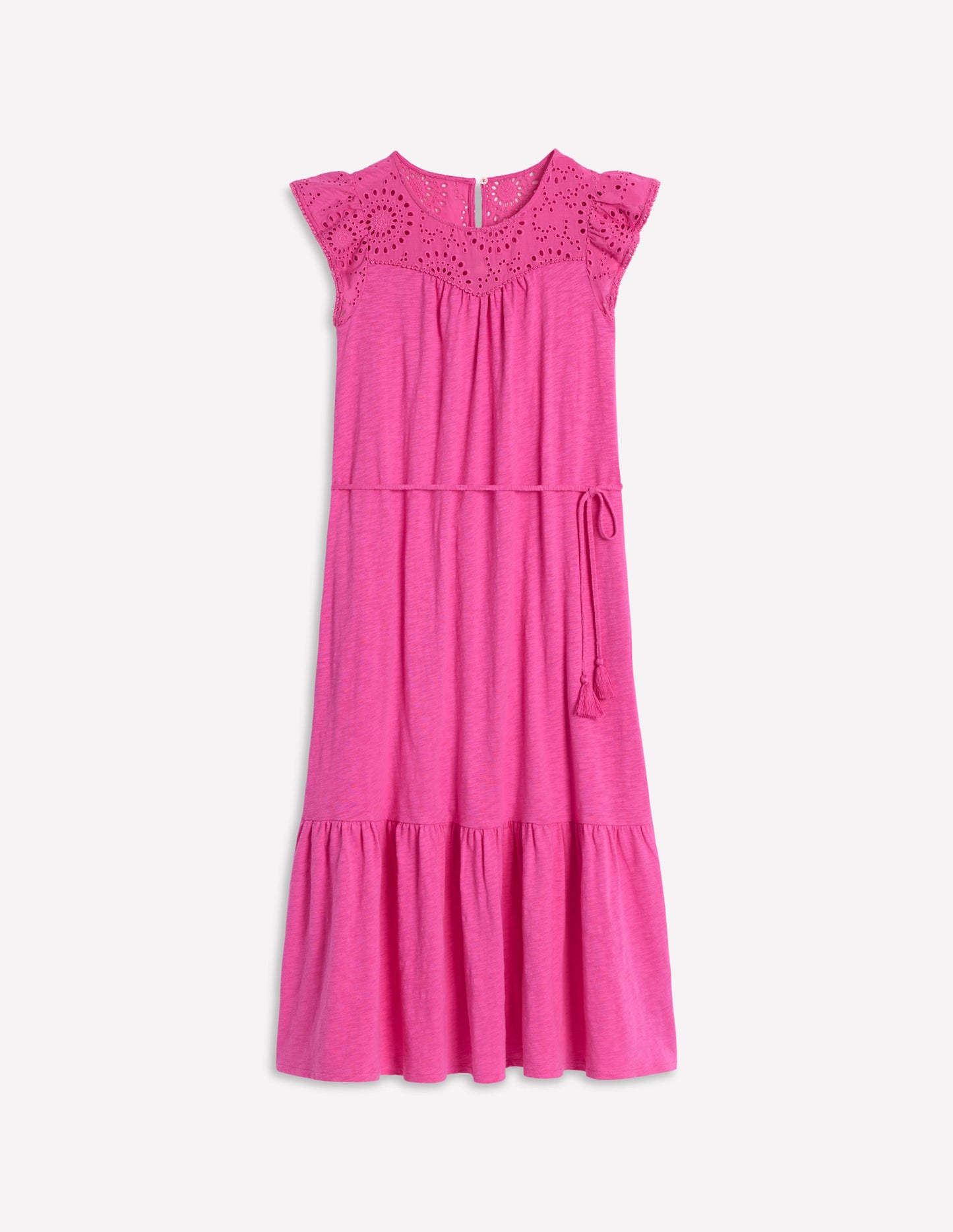 Juliet Midikleid mit Lochstickerei-Rosa