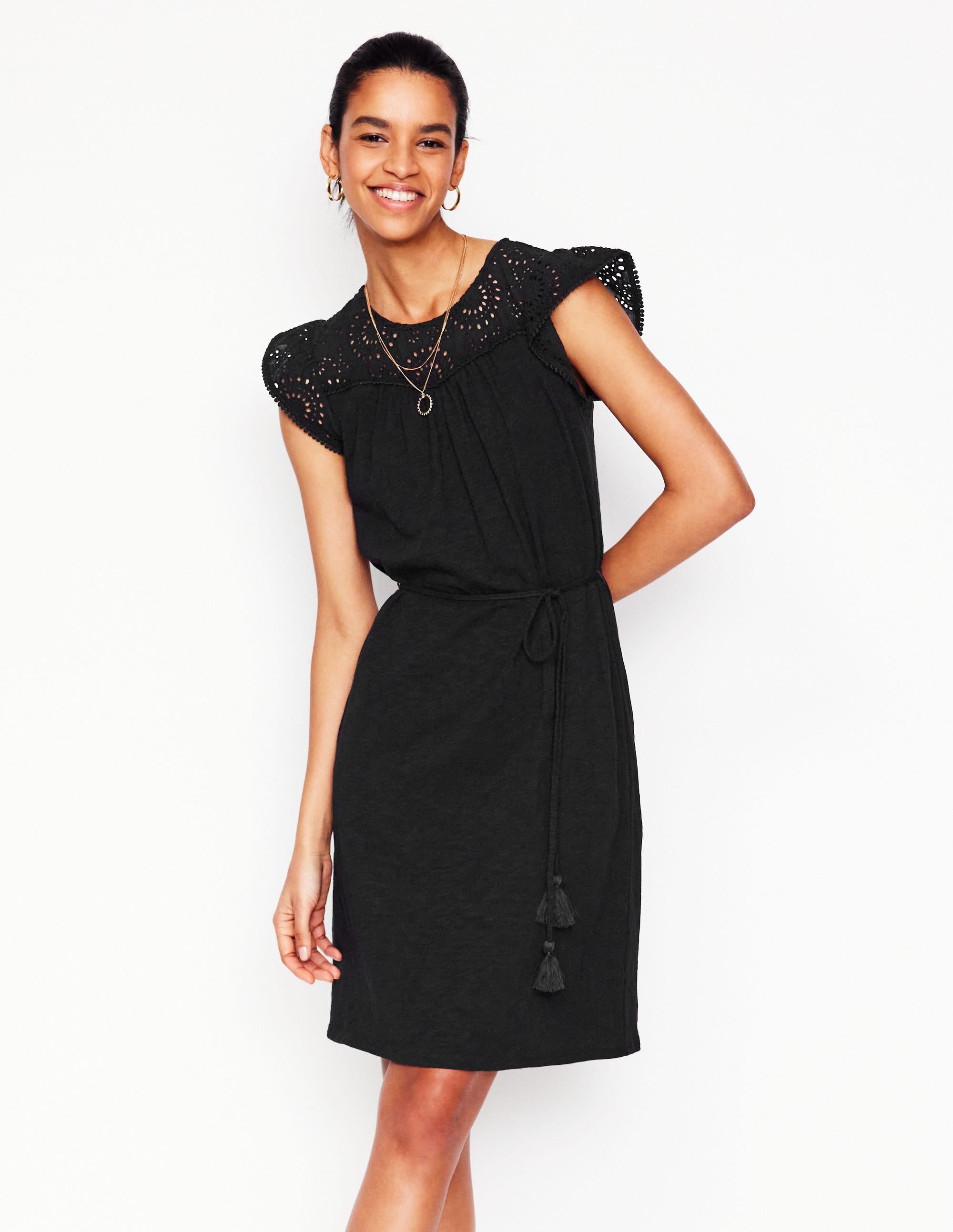 Robe courte Juliet à broderie anglaise-Noir - Image 3