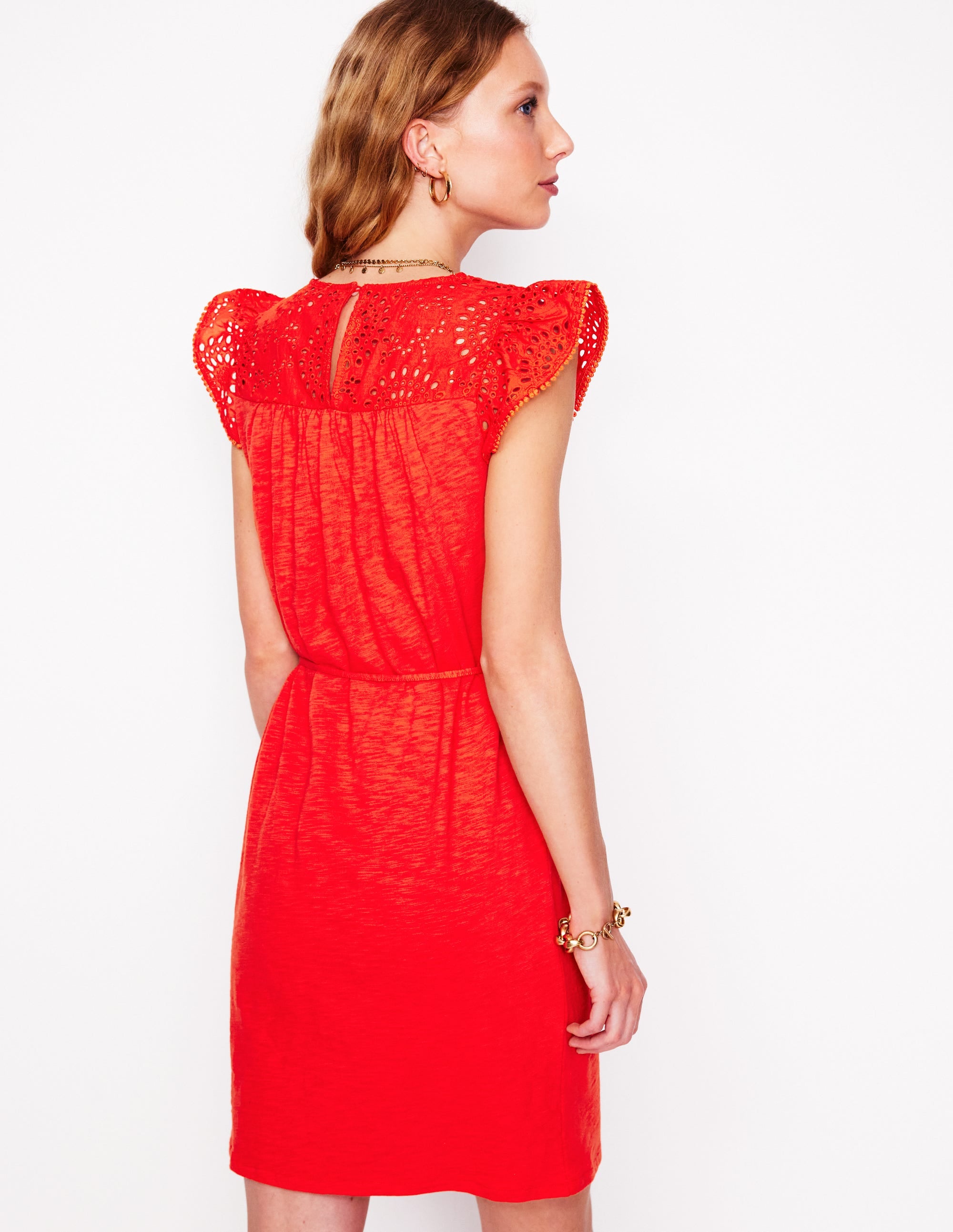 Juliet kurzes Kleid mit Lochstickerei-Knallrot - Image 3