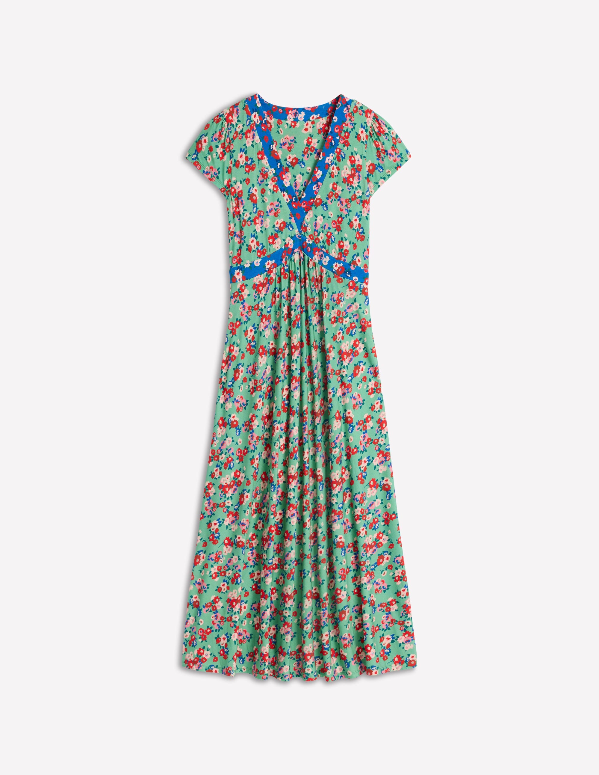 Robe midi à coupe dans le biais en jersey-Jade, motif Painterly Posy - Image 5