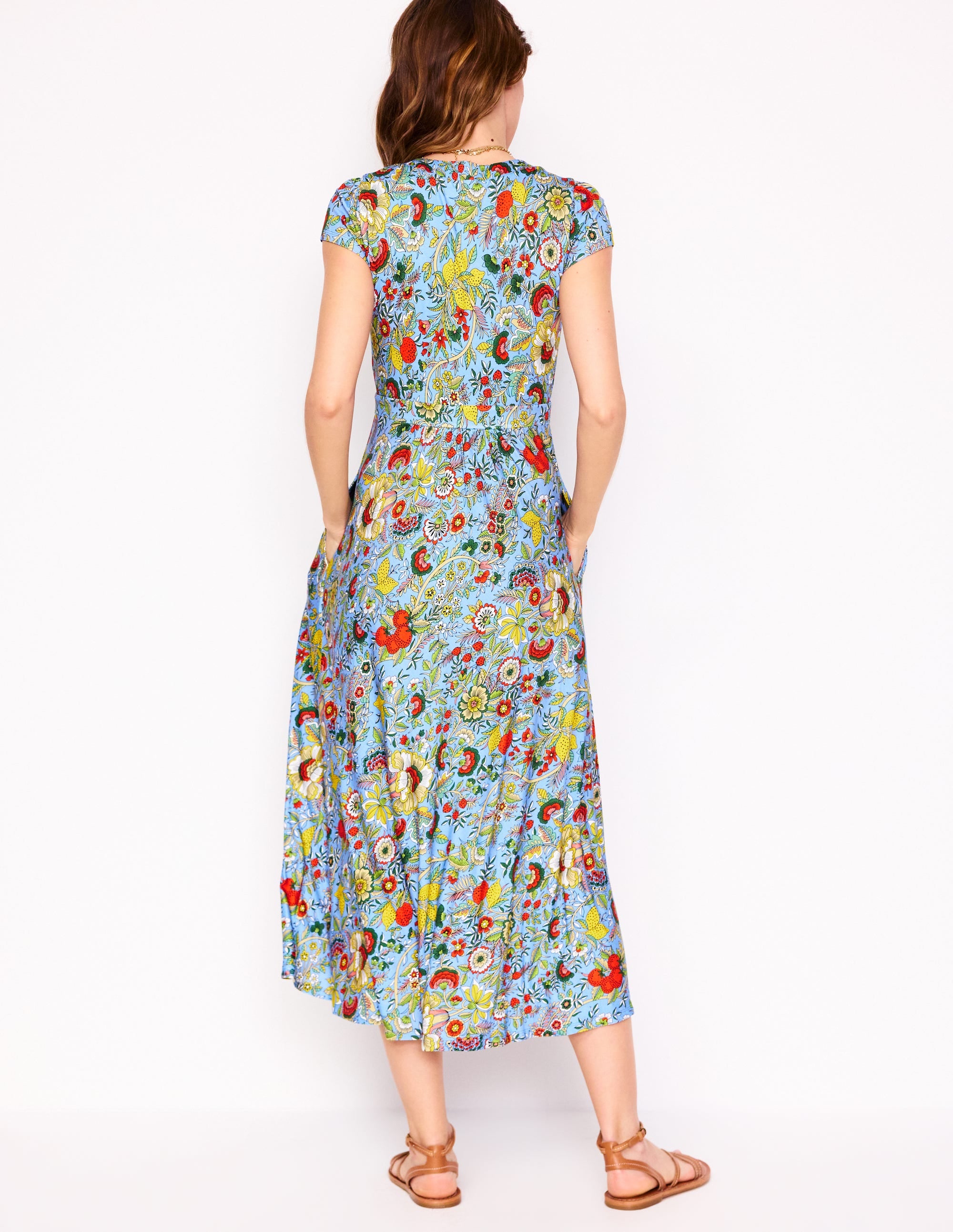 Robe midi à coupe dans le biais en jersey-Multi, motif Citrus Vine - Image 3