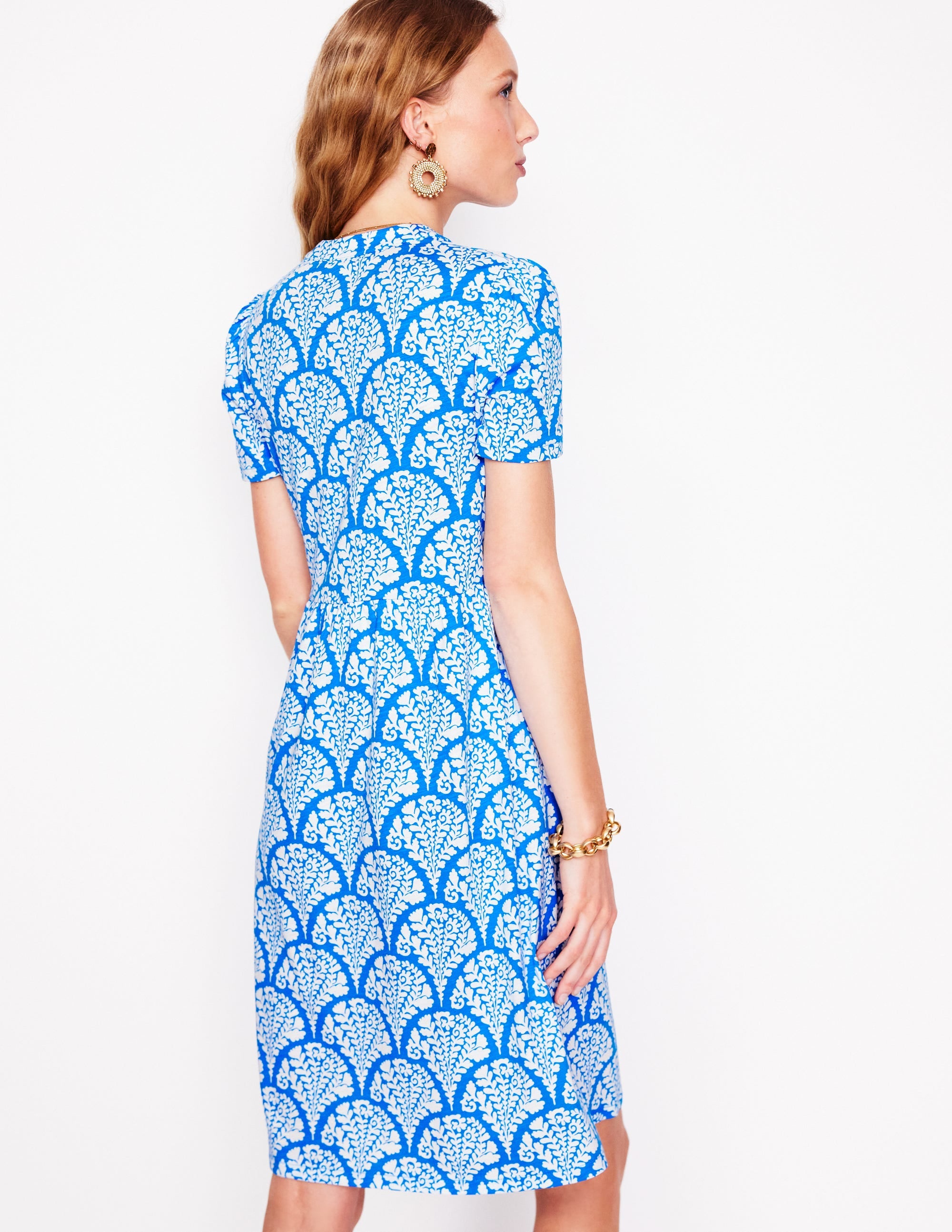 Naomi Kurzärmliges Kleid-Himmelblau, Blühend - Image 4