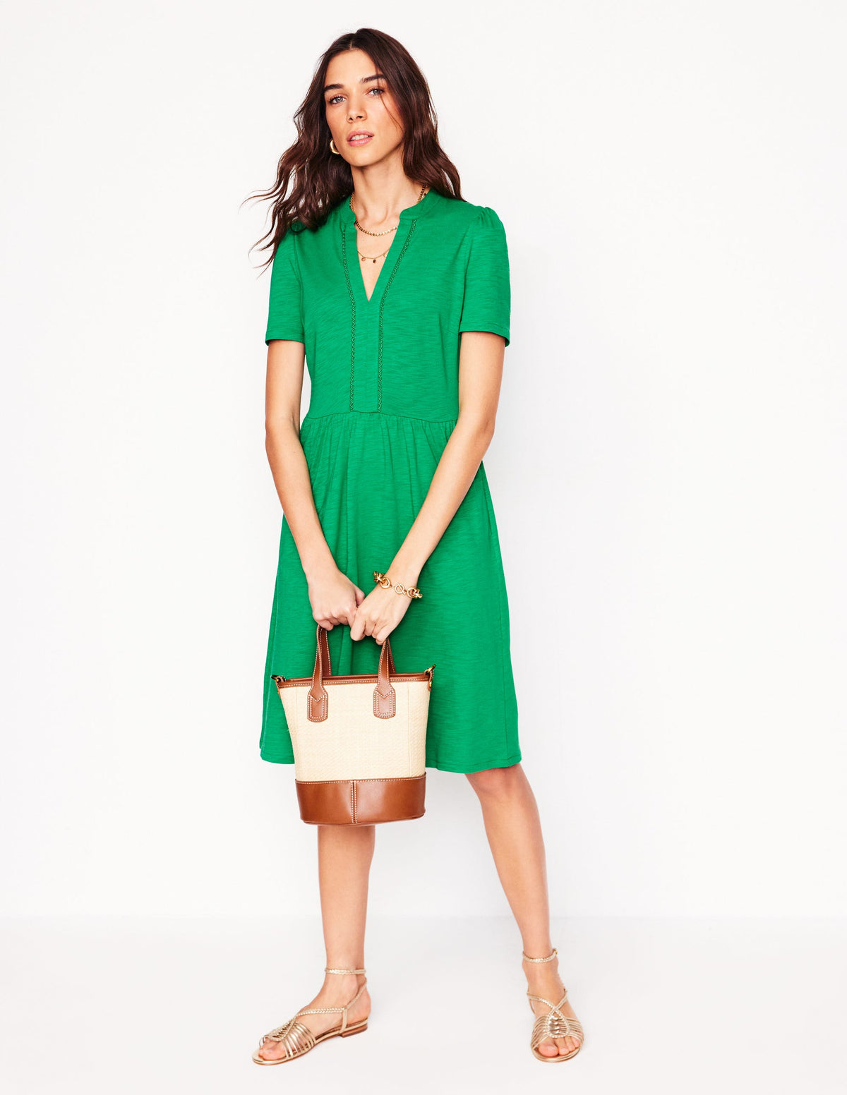 Naomi Short Sleeve Dress-Rich Emerald - Image 1
