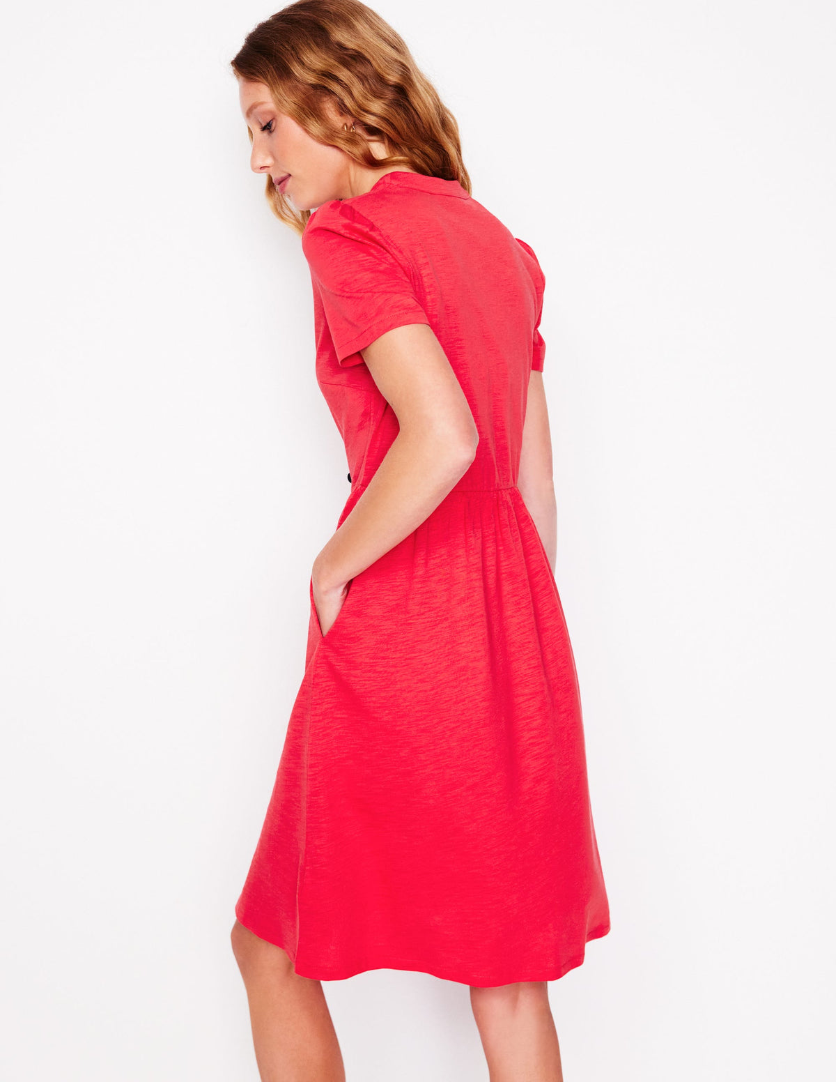 Naomi Short Sleeve Dress-Strawberry Tart Red - Image 3